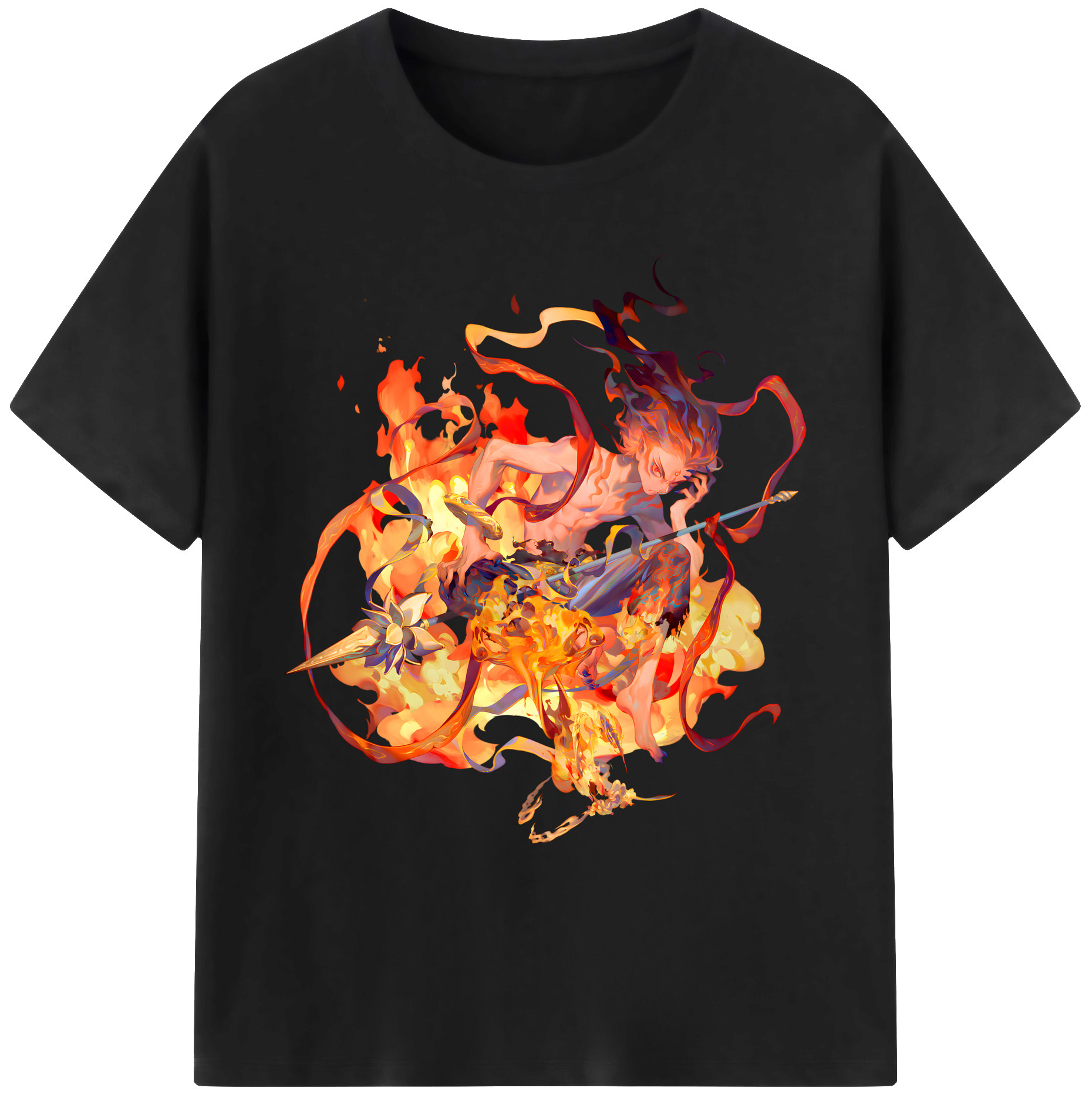 （画像用） Ne Zha 2 ナタ 魔童の大暴れ 綿100％ メンズ半袖Tシャツ｜肌触りやわらか＆通気性