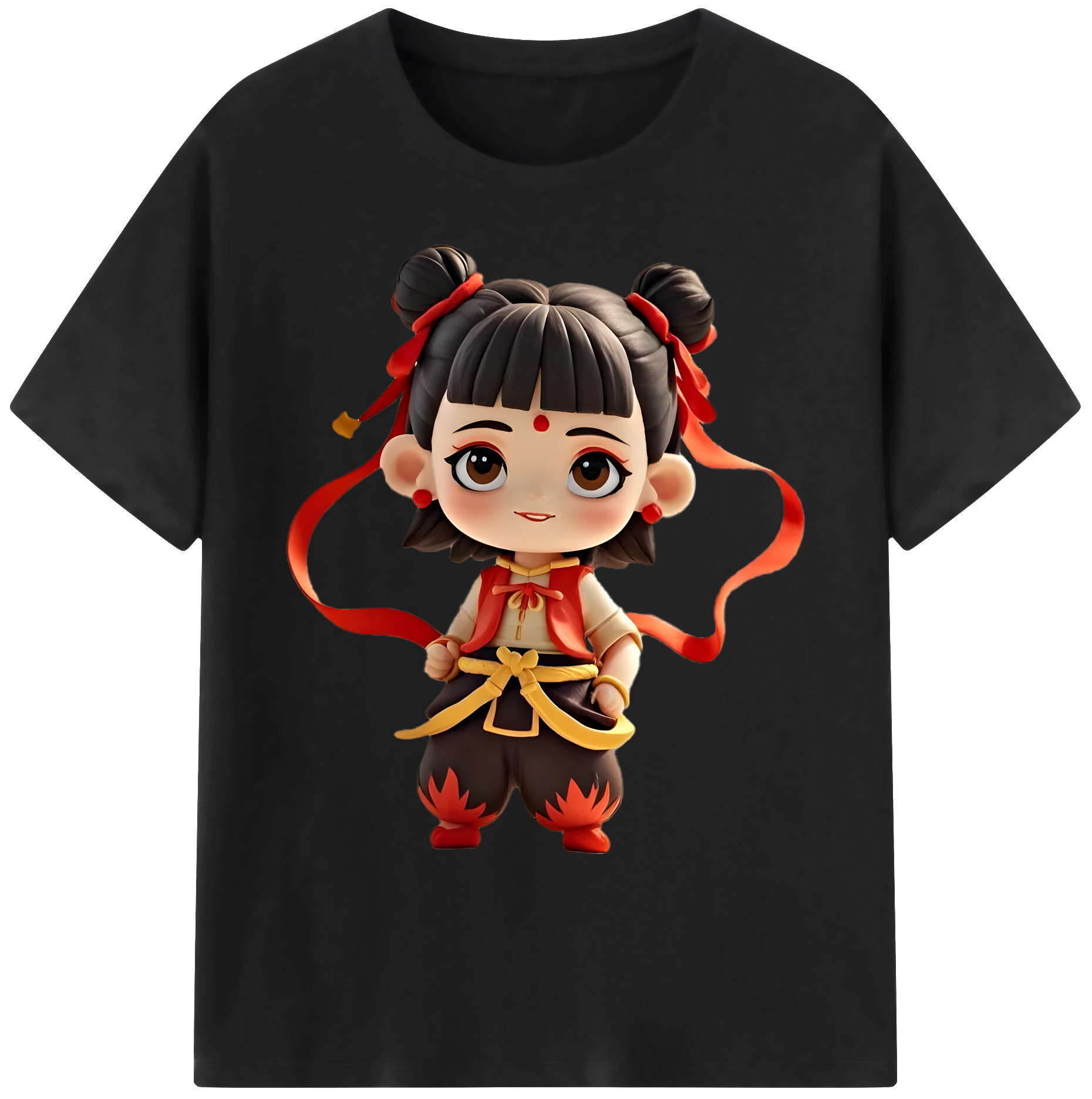（画像用） Ne Zha 2 ナタ 魔童の大暴れ 綿100％ メンズ半袖Tシャツ｜肌触りやわらか＆通気性