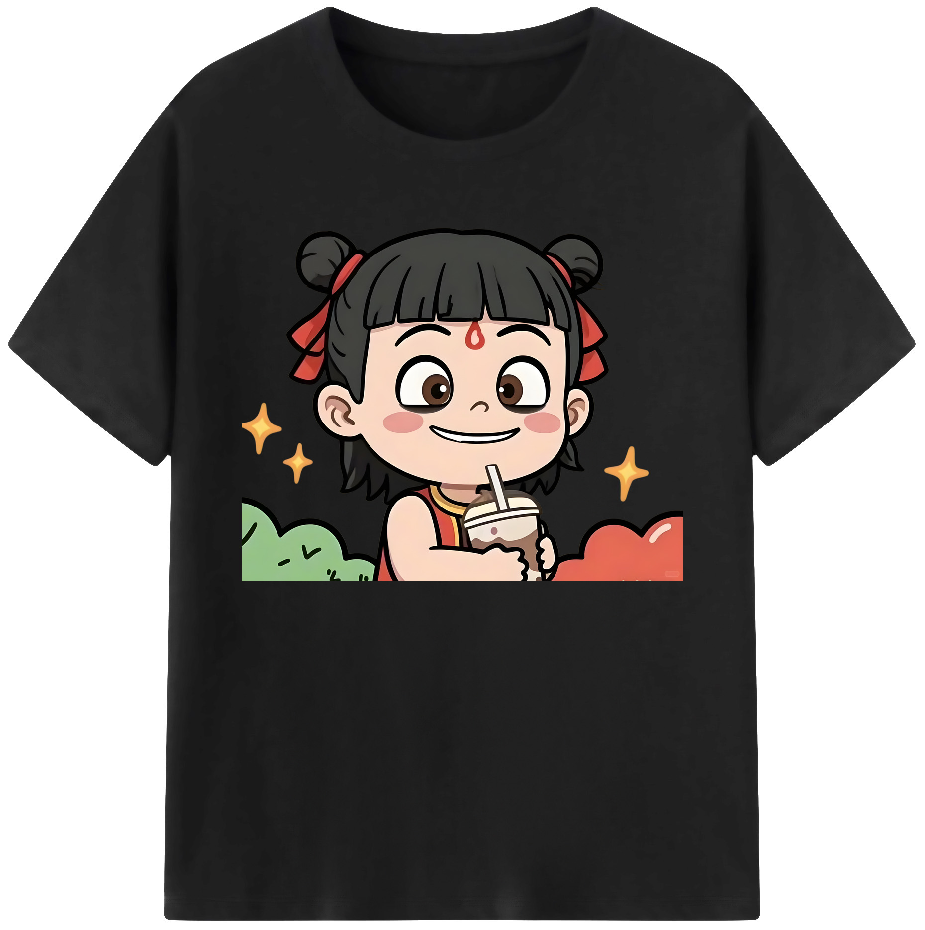 （画像用） Ne Zha 2 ナタ 魔童の大暴れ 綿100％ メンズ半袖Tシャツ｜肌触りやわらか＆通気性