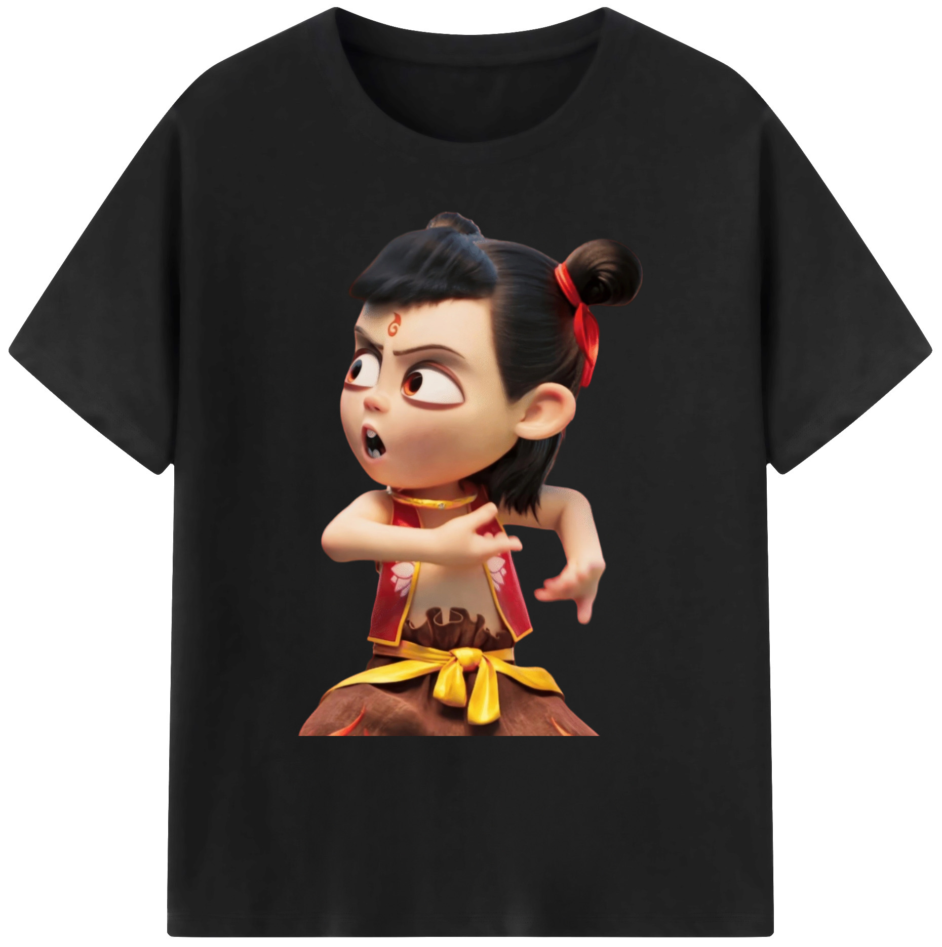 （画像用） Ne Zha 2 ナタ 魔童の大暴れ 綿100％ メンズ半袖Tシャツ｜肌触りやわらか＆通気性