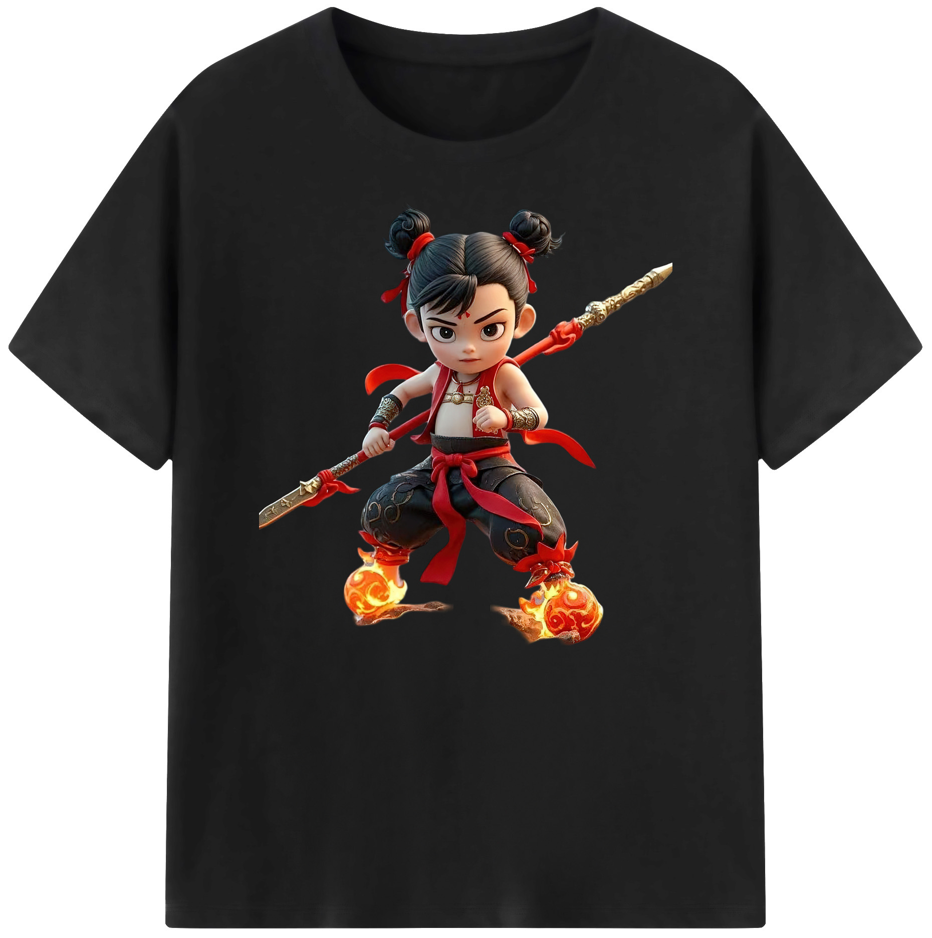 （画像用） Ne Zha 2 ナタ 魔童の大暴れ 綿100％ メンズ半袖Tシャツ｜肌触りやわらか＆通気性