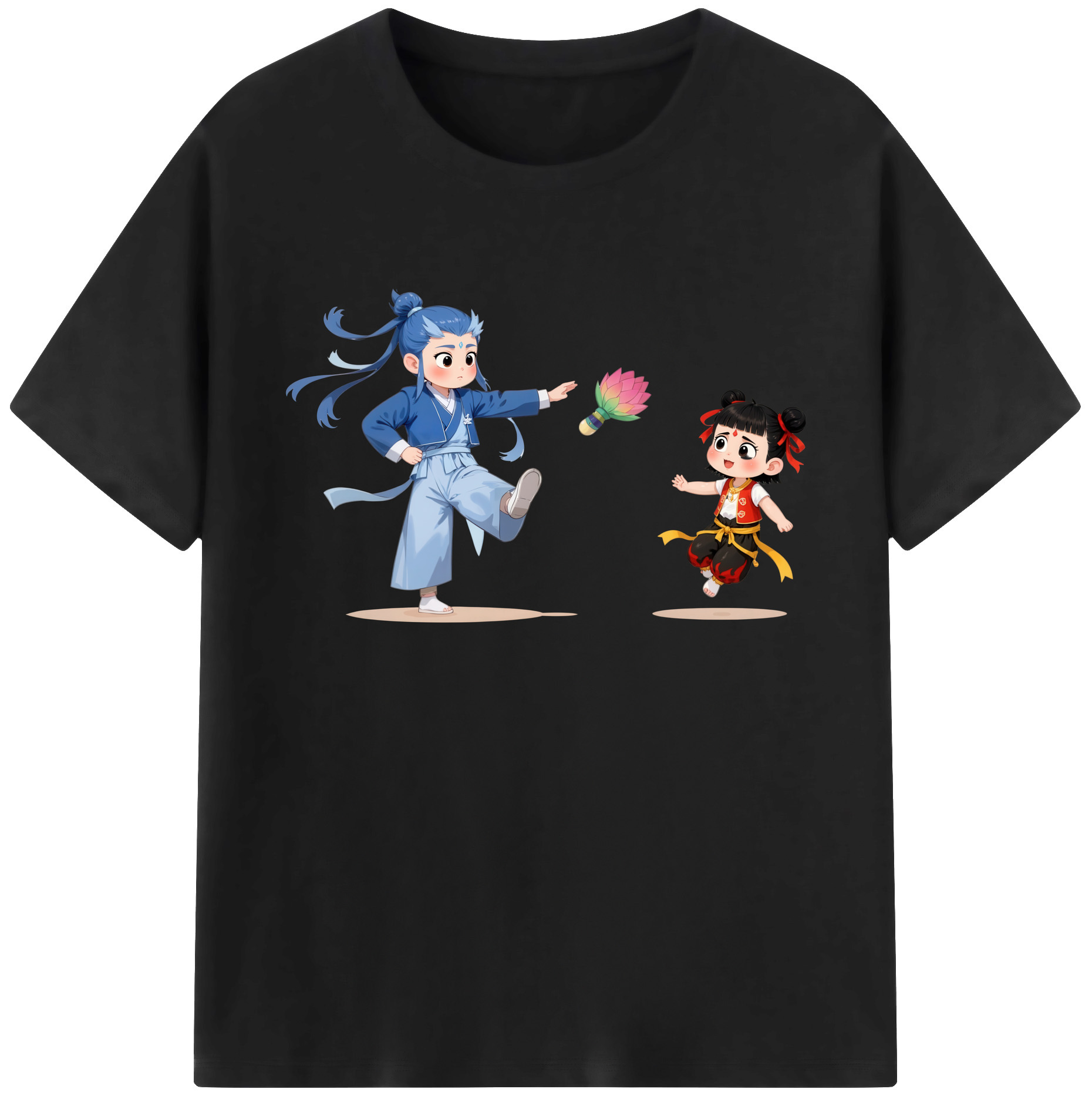（画像用） Ne Zha 2 ナタ 魔童の大暴れ 綿100％ メンズ半袖Tシャツ｜肌触りやわらか＆通気性