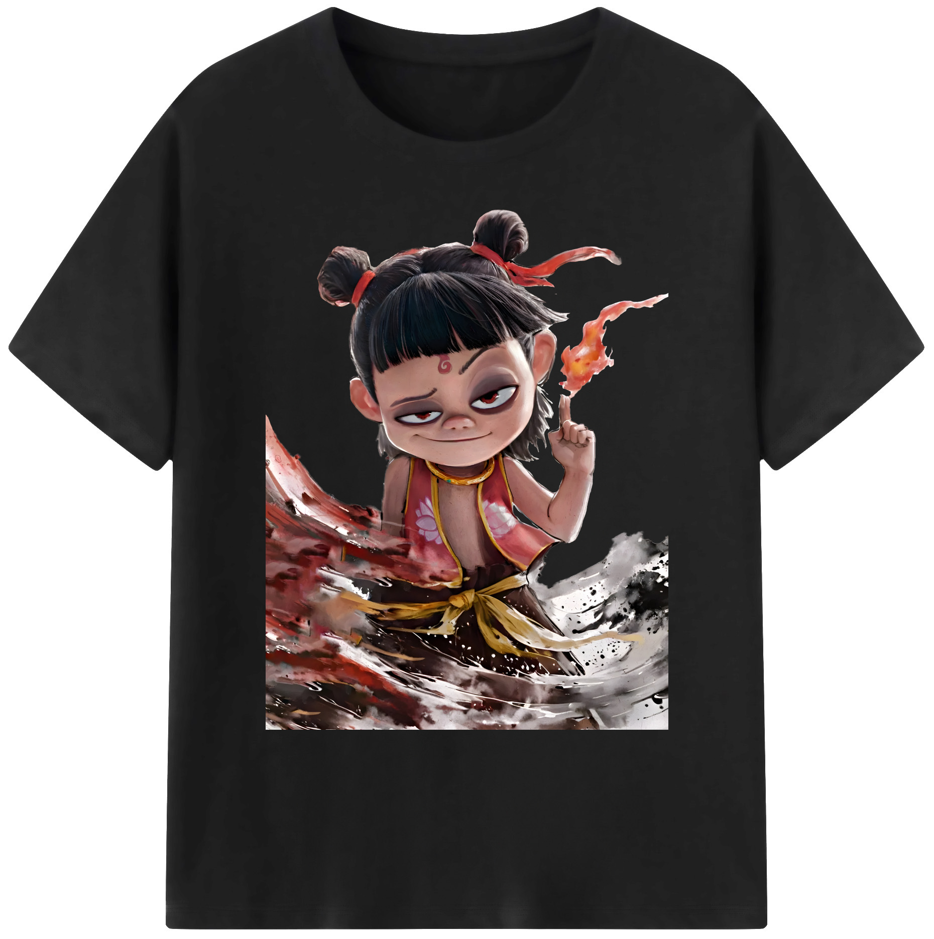 （画像用） Ne Zha 2 ナタ 魔童の大暴れ 綿100％ メンズ半袖Tシャツ｜肌触りやわらか＆通気性