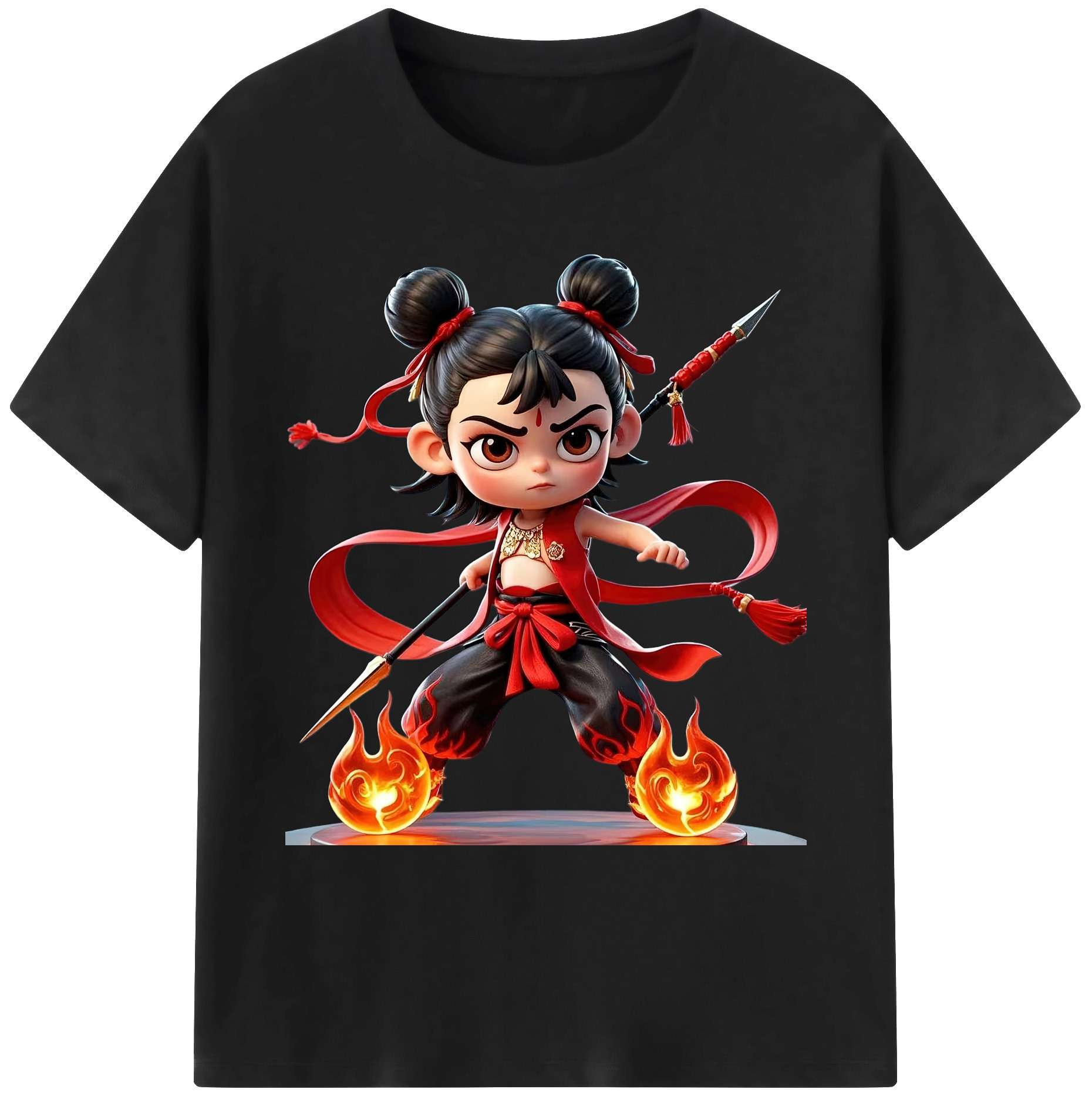 （画像用） Ne Zha 2 ナタ 魔童の大暴れ 綿100％ メンズ半袖Tシャツ｜肌触りやわらか＆通気性