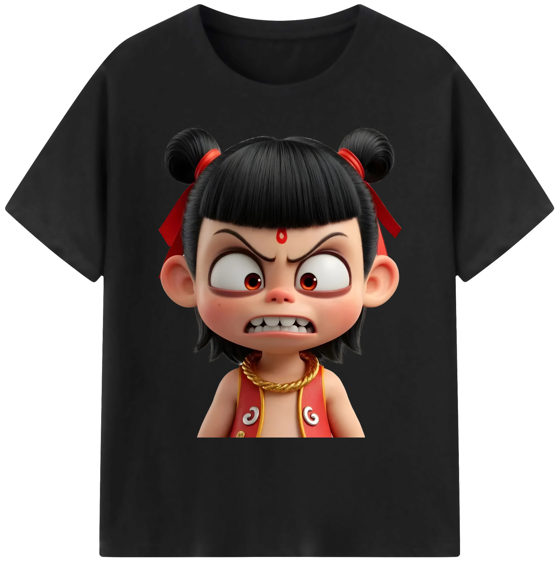 （画像用） Ne Zha 2 ナタ 魔童の大暴れ 綿100％ メンズ半袖Tシャツ｜肌触りやわらか＆通気性