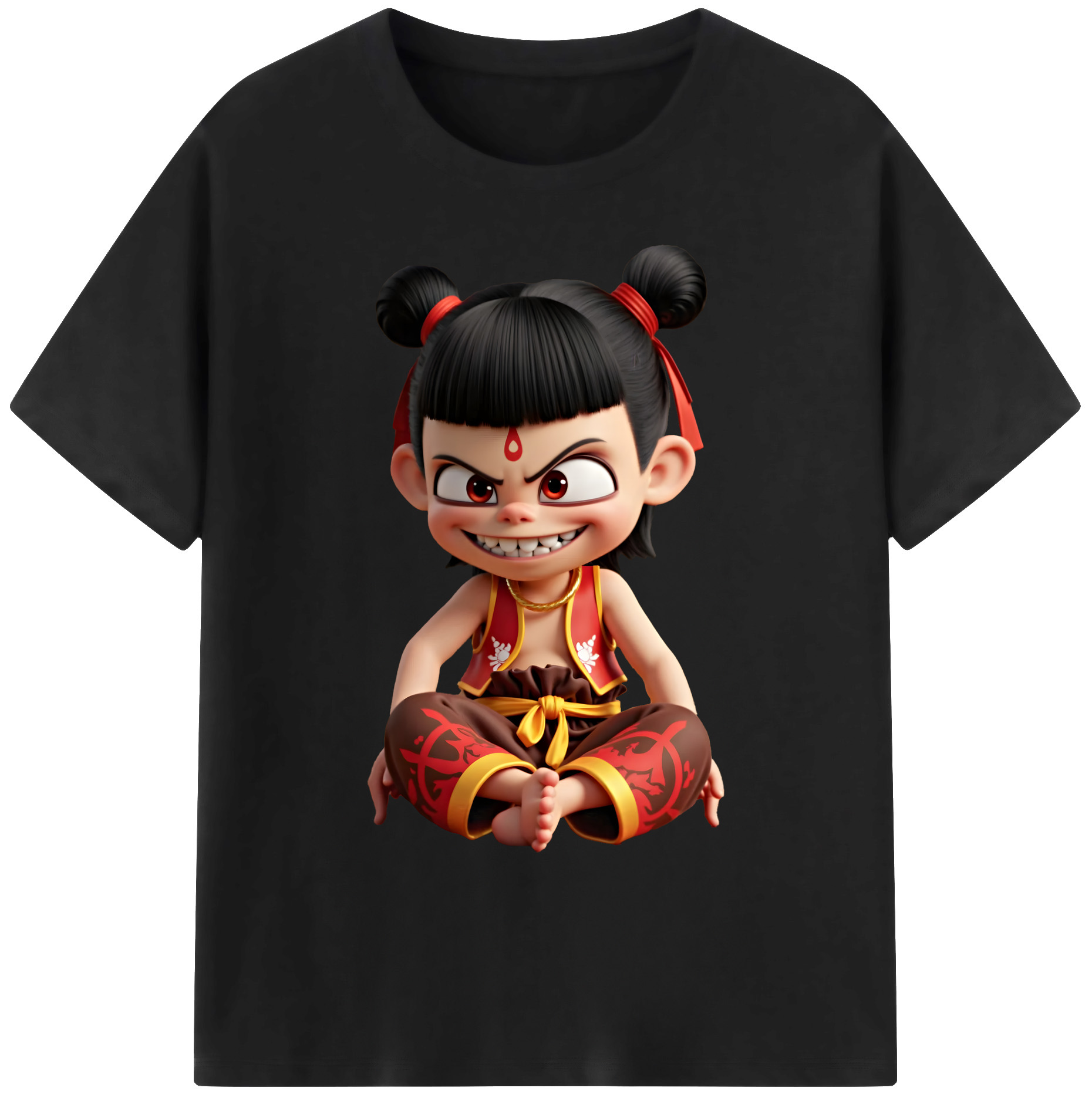 （画像用） Ne Zha 2 ナタ 魔童の大暴れ 綿100％ メンズ半袖Tシャツ｜肌触りやわらか＆通気性