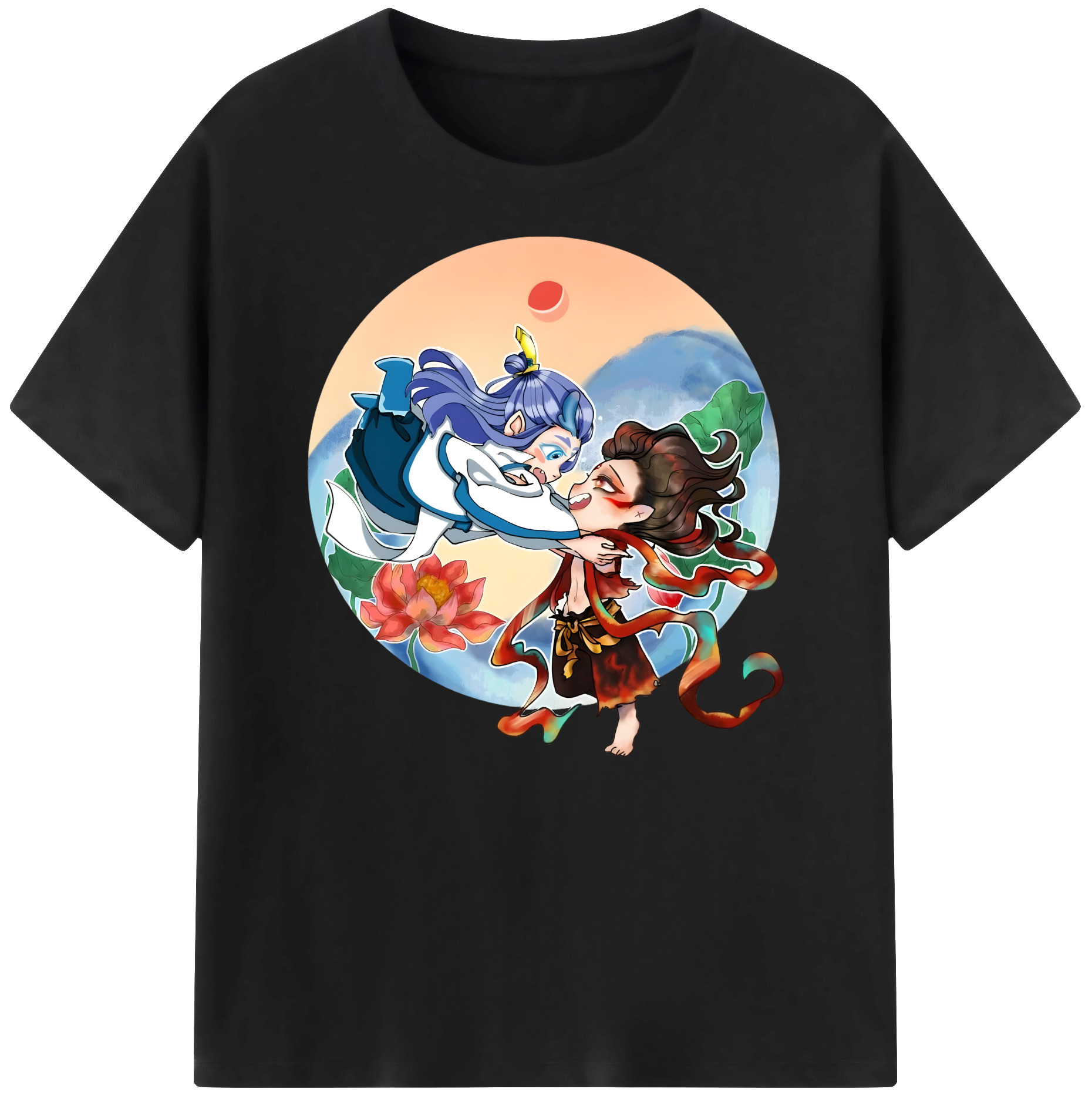 （画像用） Ne Zha 2 ナタ 魔童の大暴れ 綿100％ メンズ半袖Tシャツ｜肌触りやわらか＆通気性
