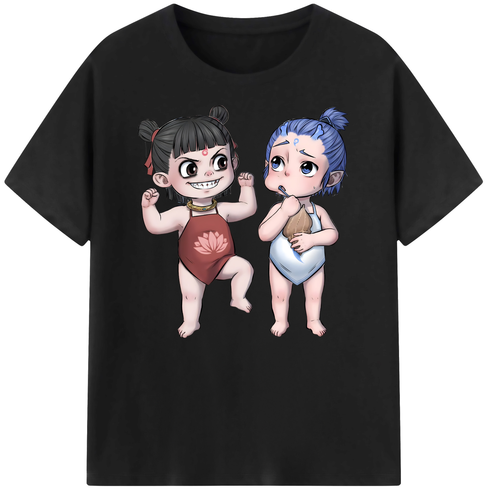 （画像用） Ne Zha 2 ナタ 魔童の大暴れ 綿100％ メンズ半袖Tシャツ｜肌触りやわらか＆通気性