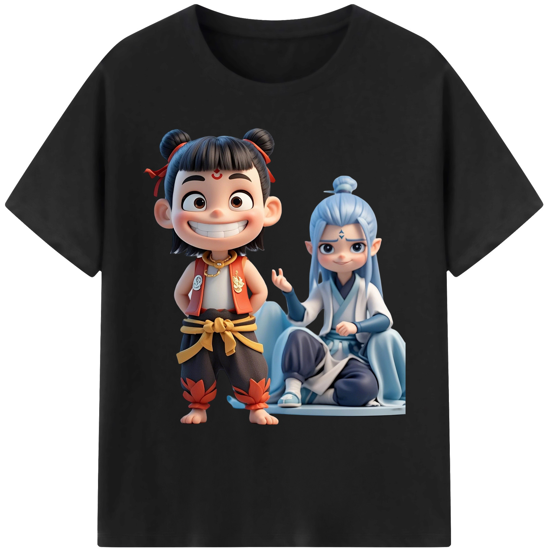 （画像用） Ne Zha 2 ナタ 魔童の大暴れ 綿100％ メンズ半袖Tシャツ｜肌触りやわらか＆通気性