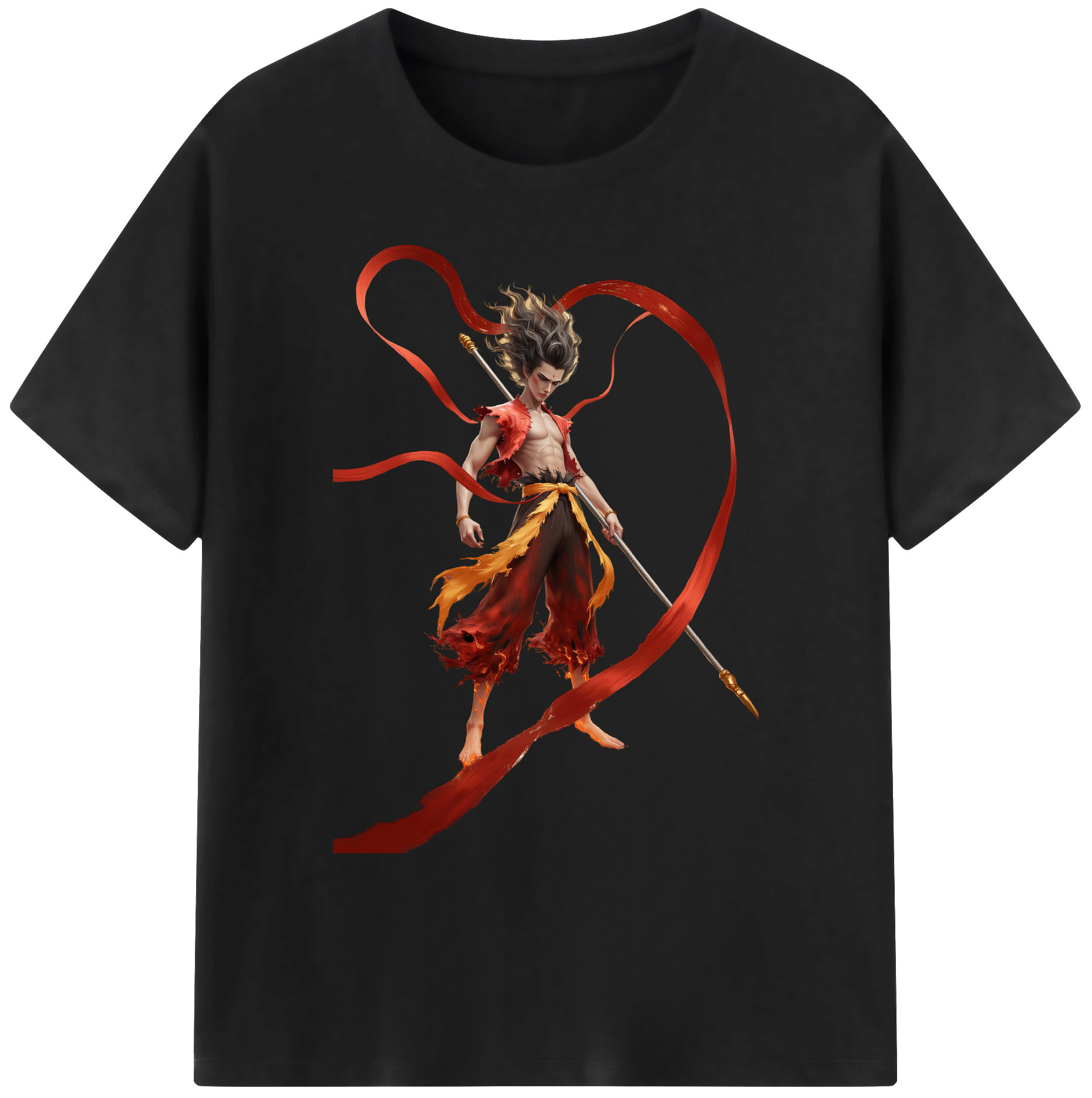 （画像用） Ne Zha 2 ナタ 魔童の大暴れ 綿100％ メンズ半袖Tシャツ｜肌触りやわらか＆通気性