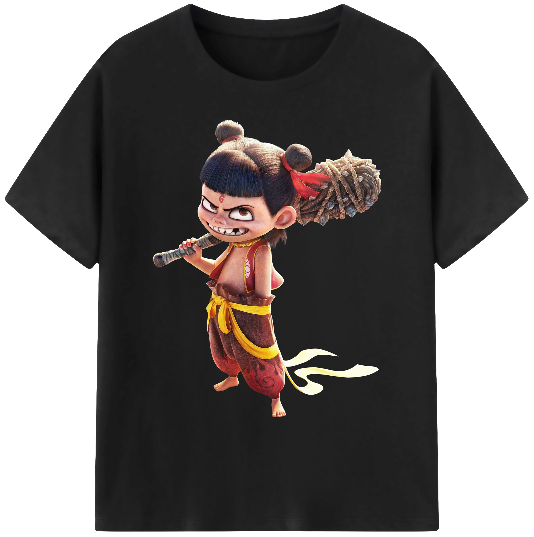 （画像用） Ne Zha 2 ナタ 魔童の大暴れ 綿100％ メンズ半袖Tシャツ｜肌触りやわらか＆通気性