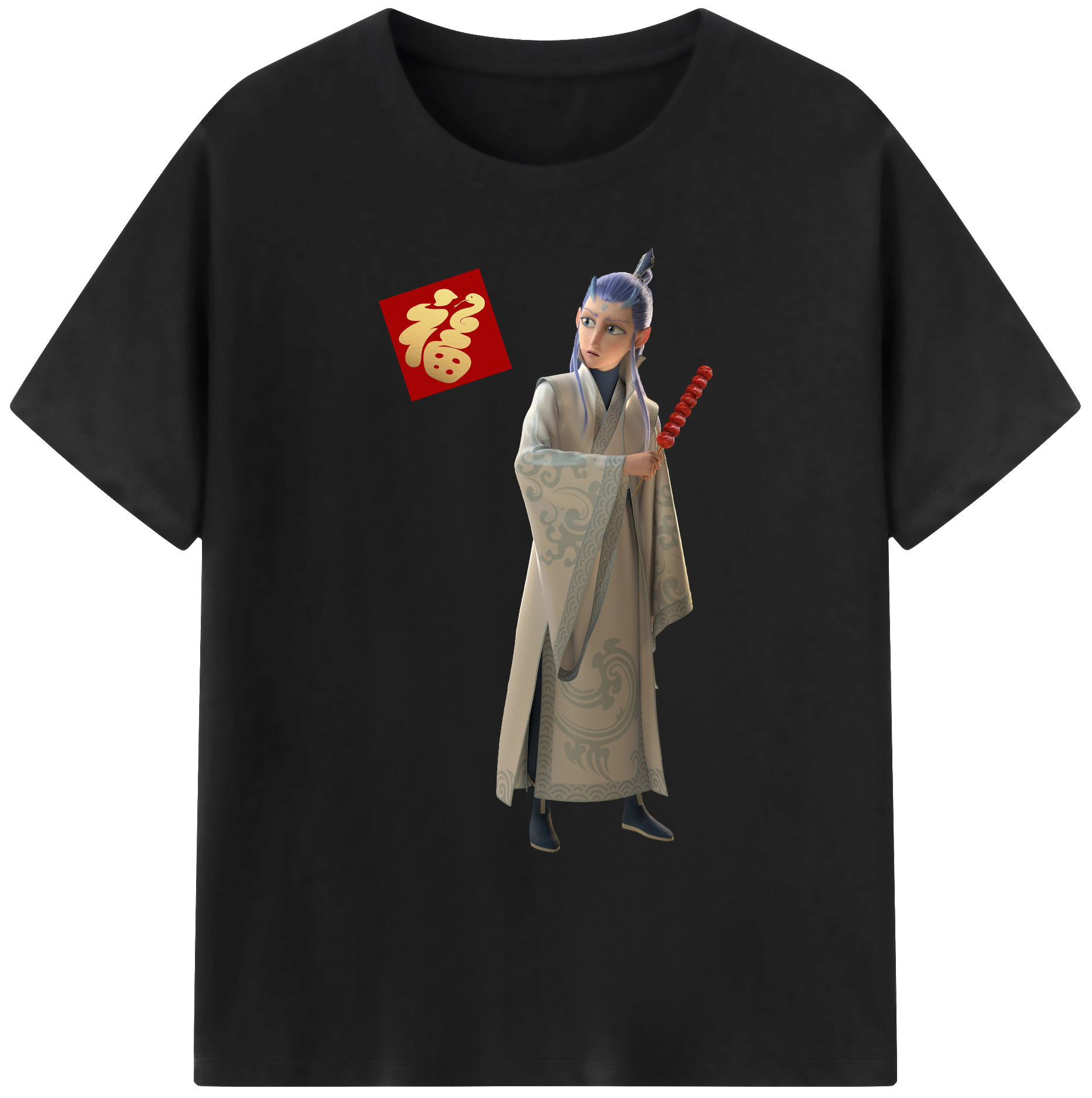 （画像用） Ne Zha 2 ナタ 魔童の大暴れ 綿100％ メンズ半袖Tシャツ｜肌触りやわらか＆通気性