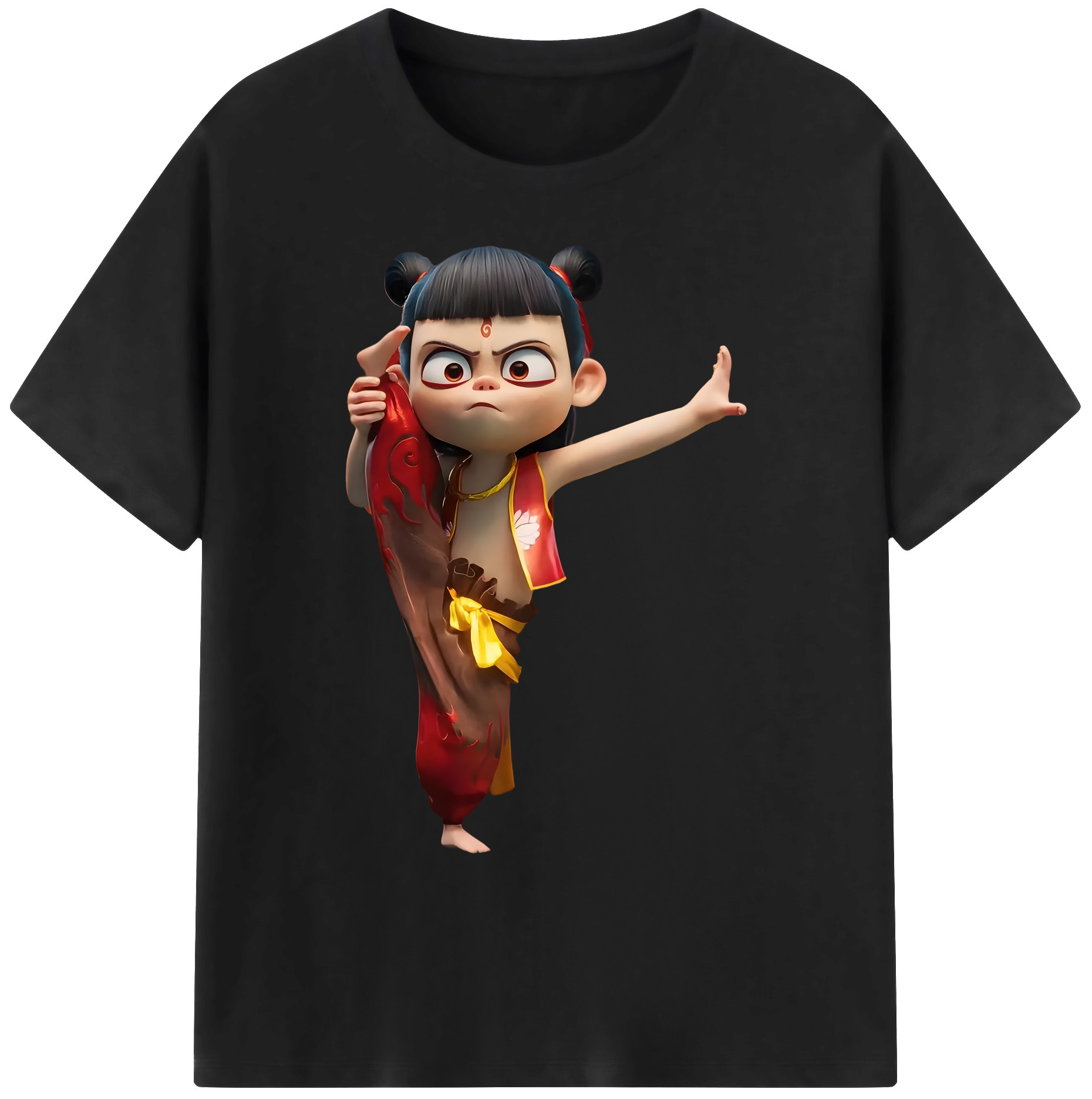 （画像用） Ne Zha 2 ナタ 魔童の大暴れ 綿100％ メンズ半袖Tシャツ｜肌触りやわらか＆通気性