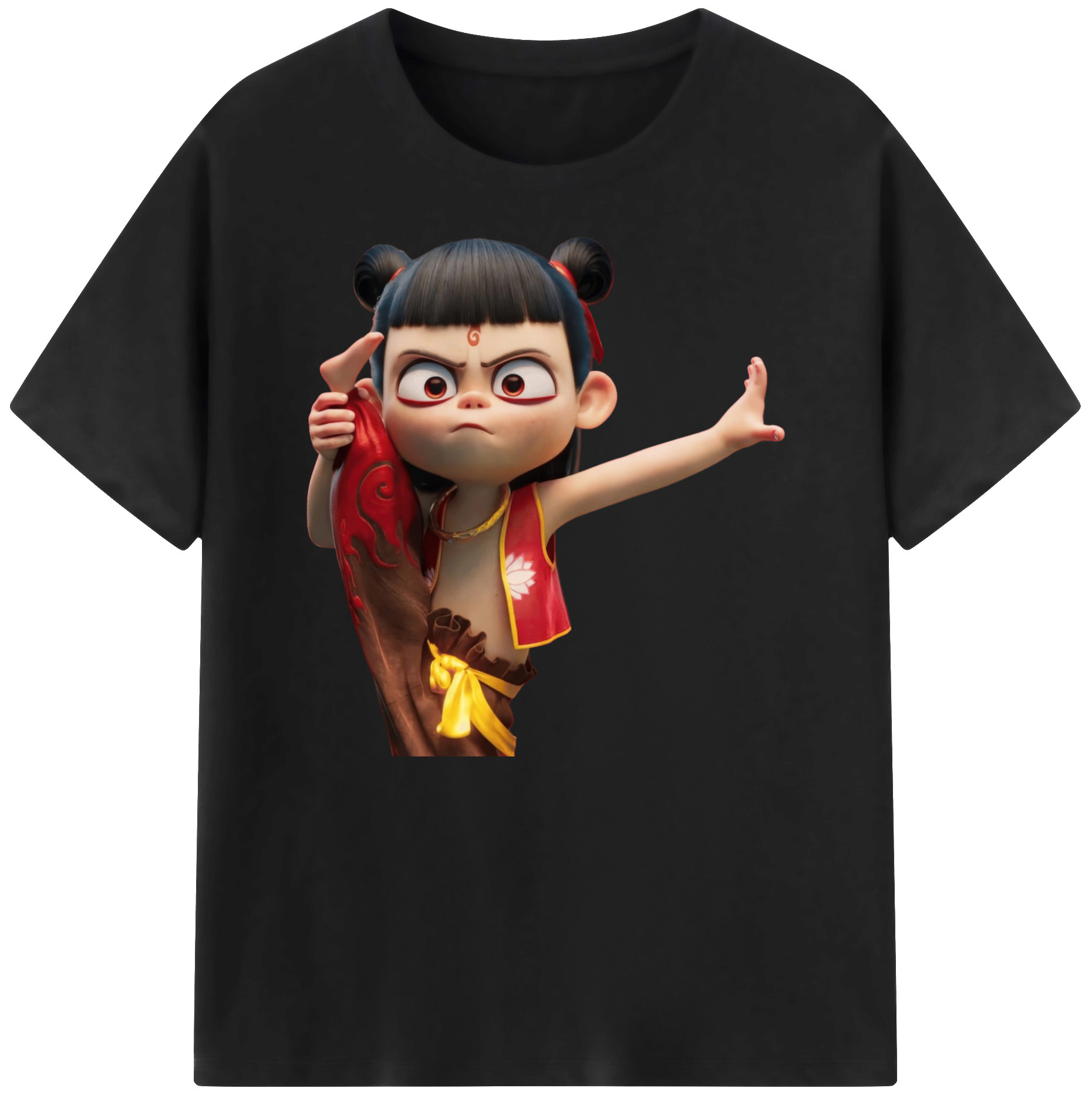 （画像用） Ne Zha 2 ナタ 魔童の大暴れ 綿100％ メンズ半袖Tシャツ｜肌触りやわらか＆通気性