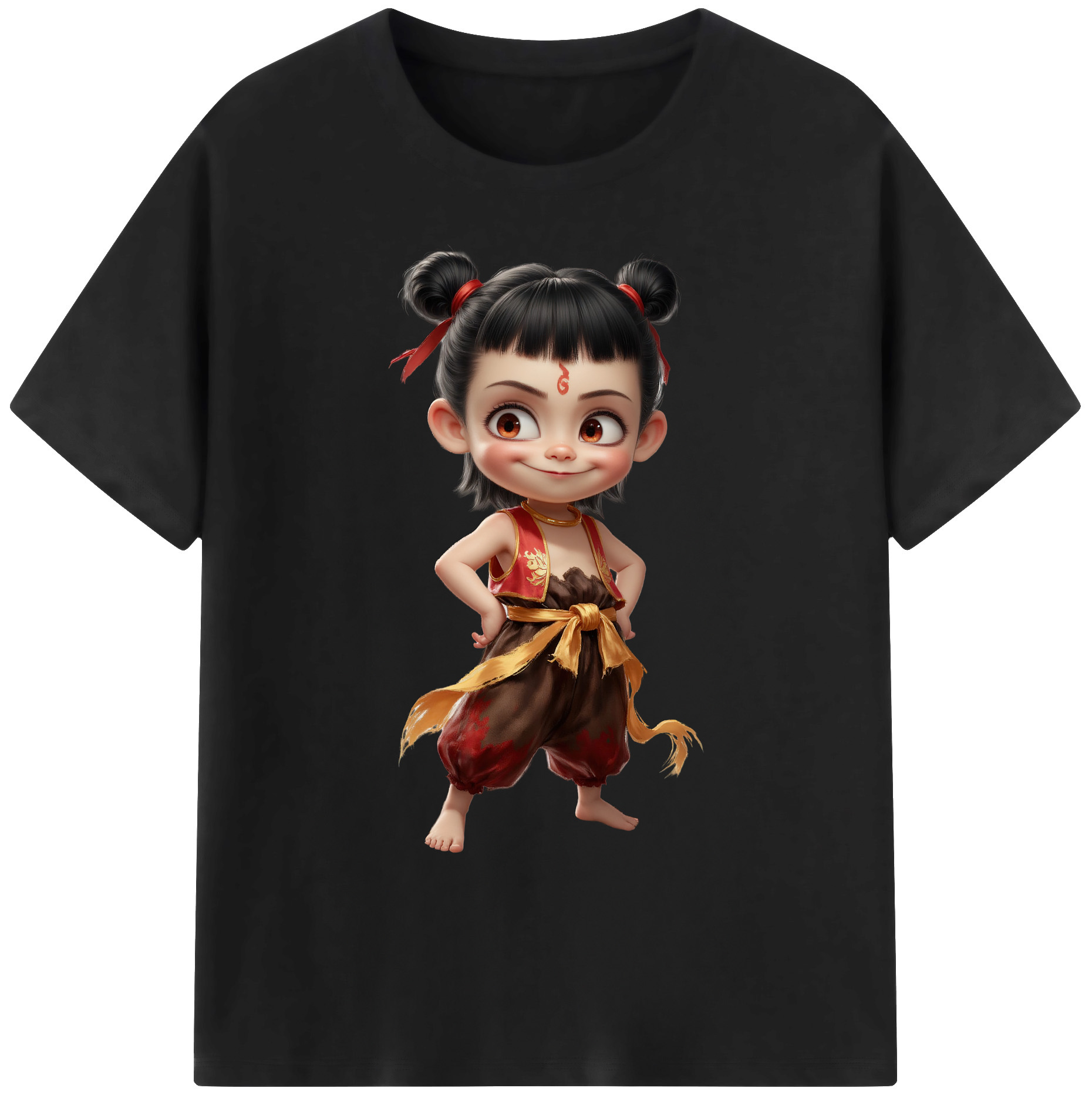 （画像用） Ne Zha 2 ナタ 魔童の大暴れ 綿100％ メンズ半袖Tシャツ｜肌触りやわらか＆通気性