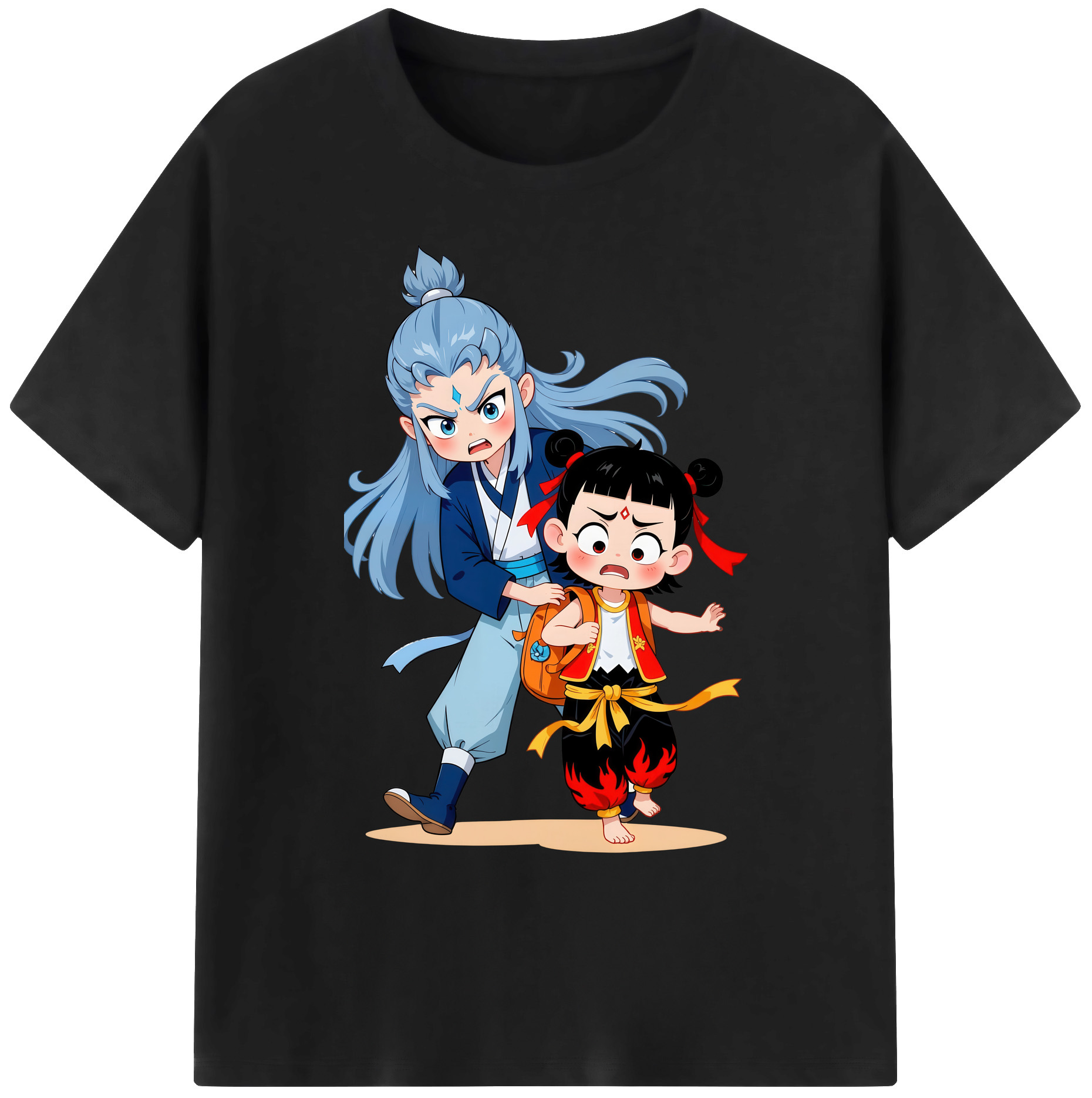 （画像用） Ne Zha 2 ナタ 魔童の大暴れ 綿100％ メンズ半袖Tシャツ｜肌触りやわらか＆通気性