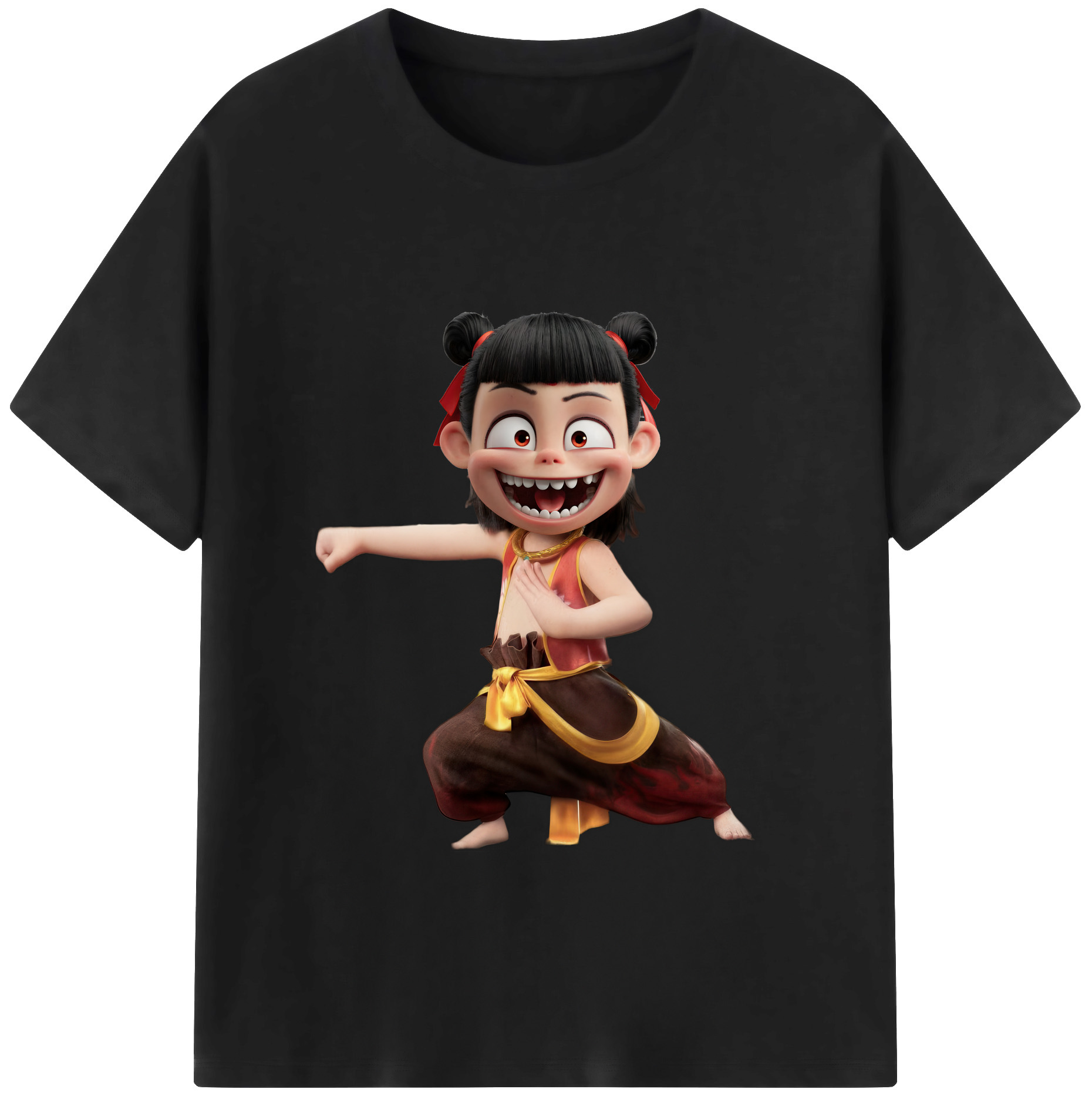 （画像用） Ne Zha 2 ナタ 魔童の大暴れ 綿100％ メンズ半袖Tシャツ｜肌触りやわらか＆通気性