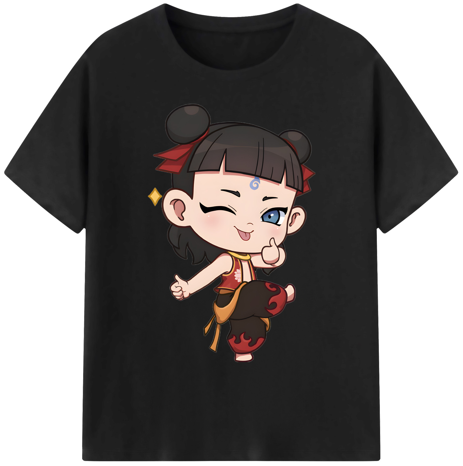 （画像用） Ne Zha 2 ナタ 魔童の大暴れ 綿100％ メンズ半袖Tシャツ｜肌触りやわらか＆通気性
