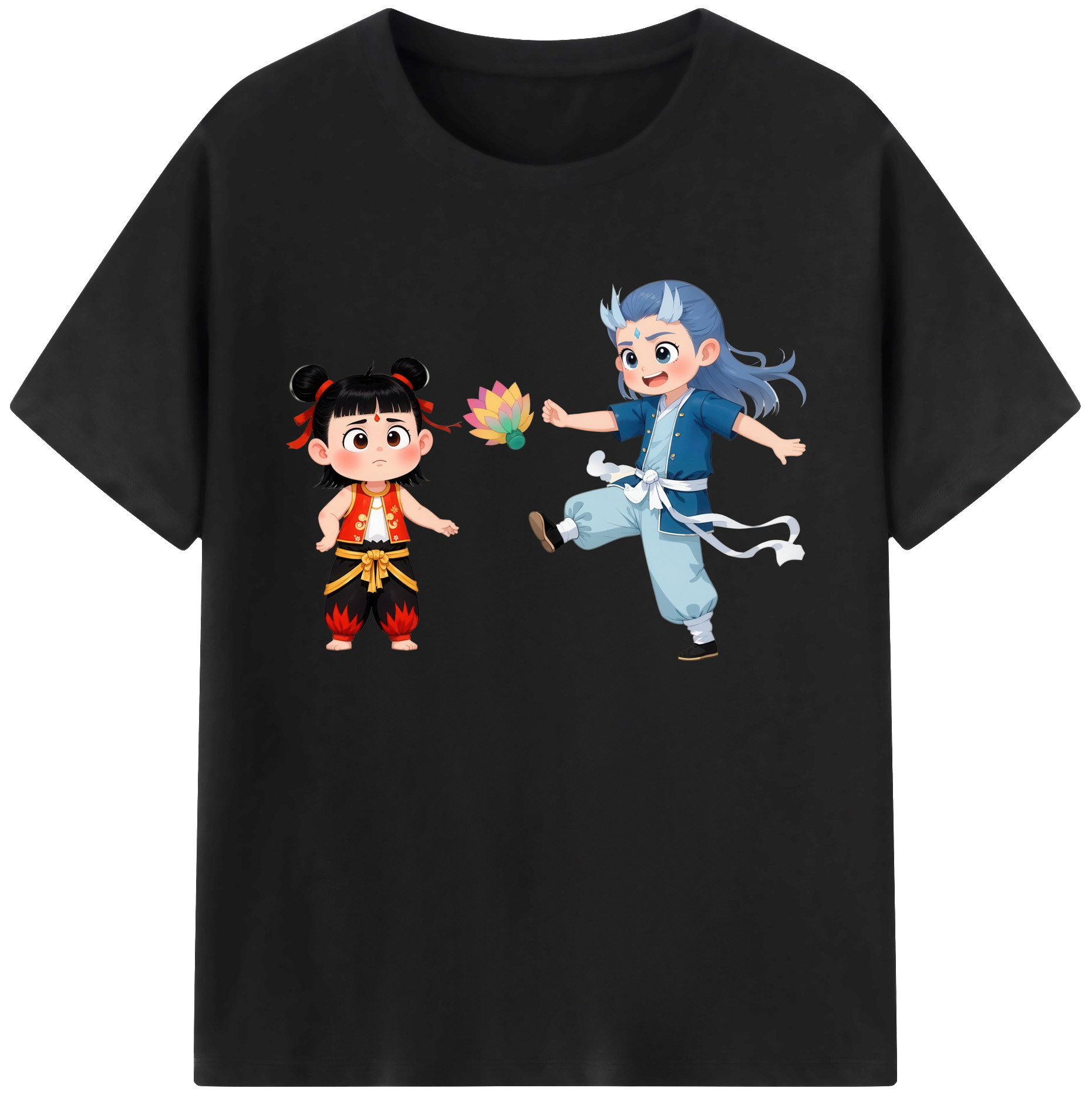 （画像用） Ne Zha 2 ナタ 魔童の大暴れ 綿100％ メンズ半袖Tシャツ｜肌触りやわらか＆通気性