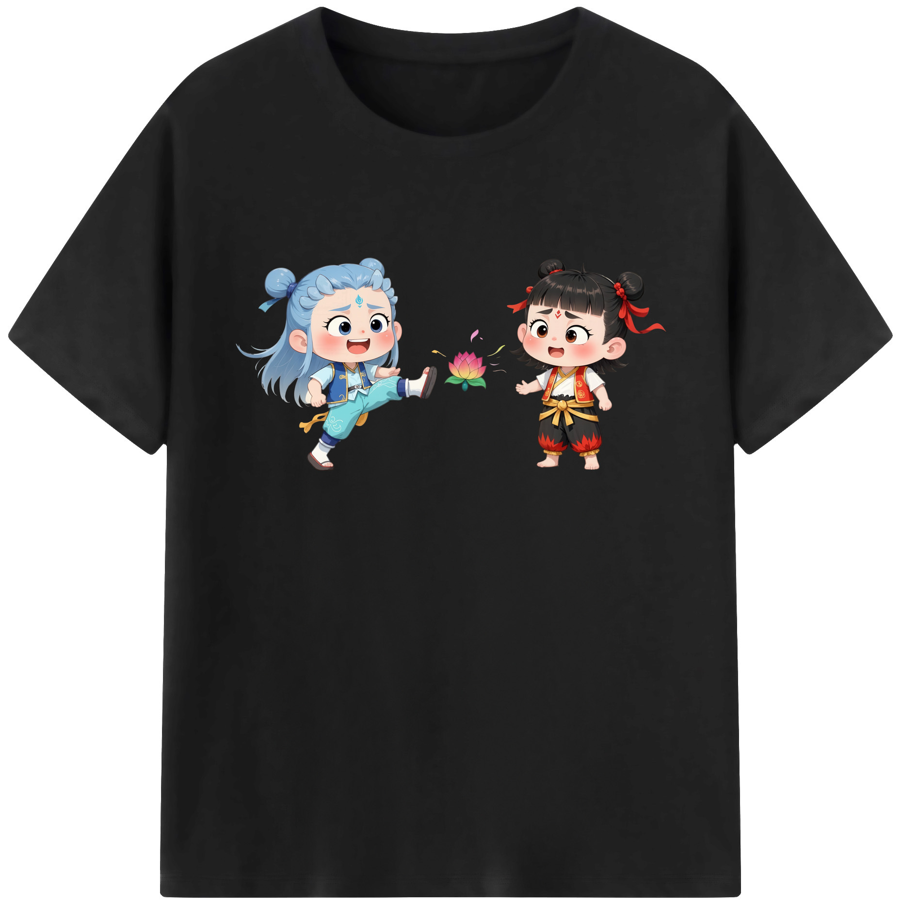 （画像用） Ne Zha 2 ナタ 魔童の大暴れ 綿100％ メンズ半袖Tシャツ｜肌触りやわらか＆通気性
