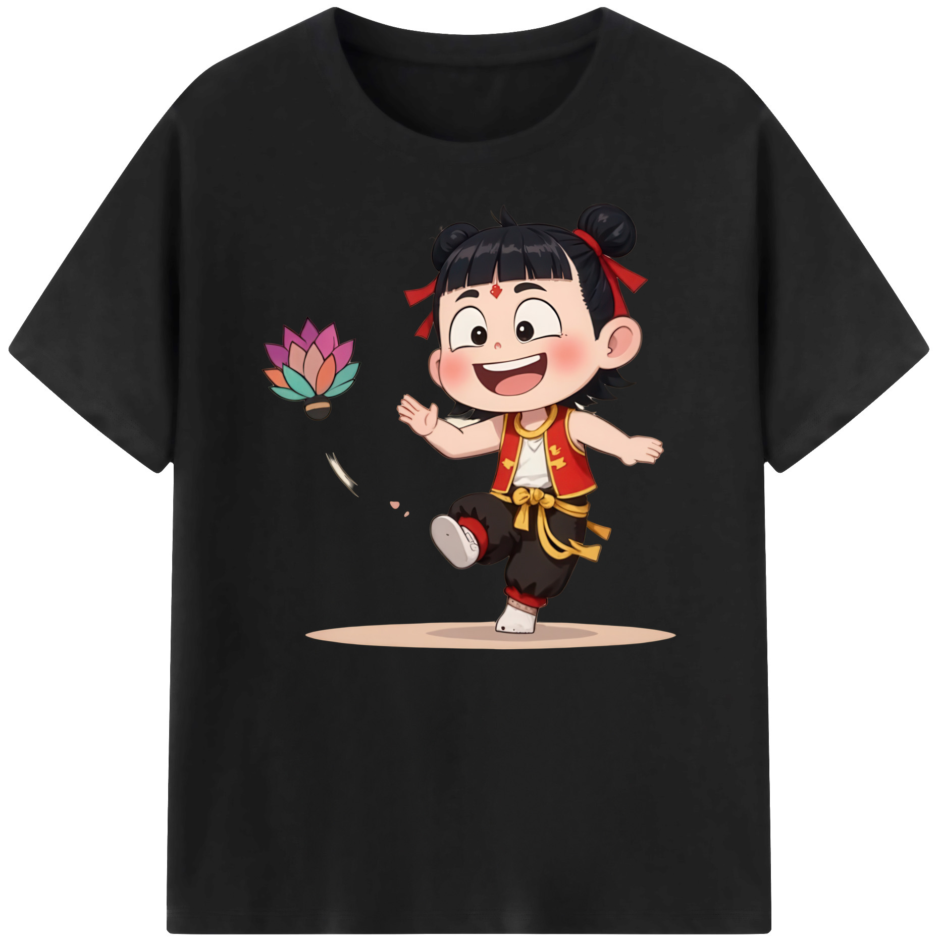 （画像用） Ne Zha 2 ナタ 魔童の大暴れ 綿100％ メンズ半袖Tシャツ｜肌触りやわらか＆通気性