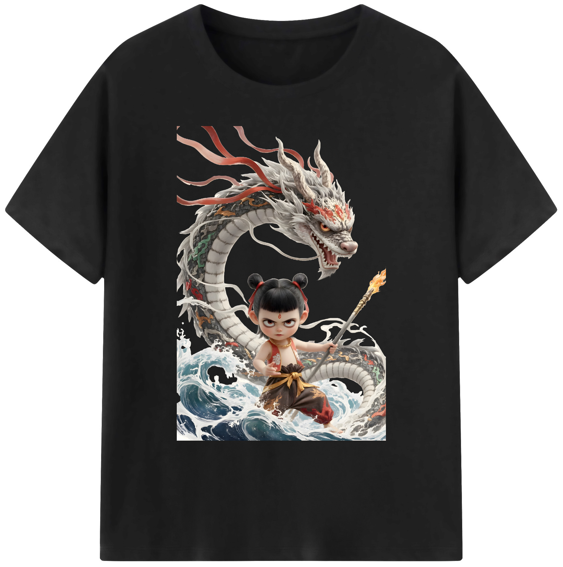 （画像用） Ne Zha 2 ナタ 魔童の大暴れ 綿100％ メンズ半袖Tシャツ｜肌触りやわらか＆通気性