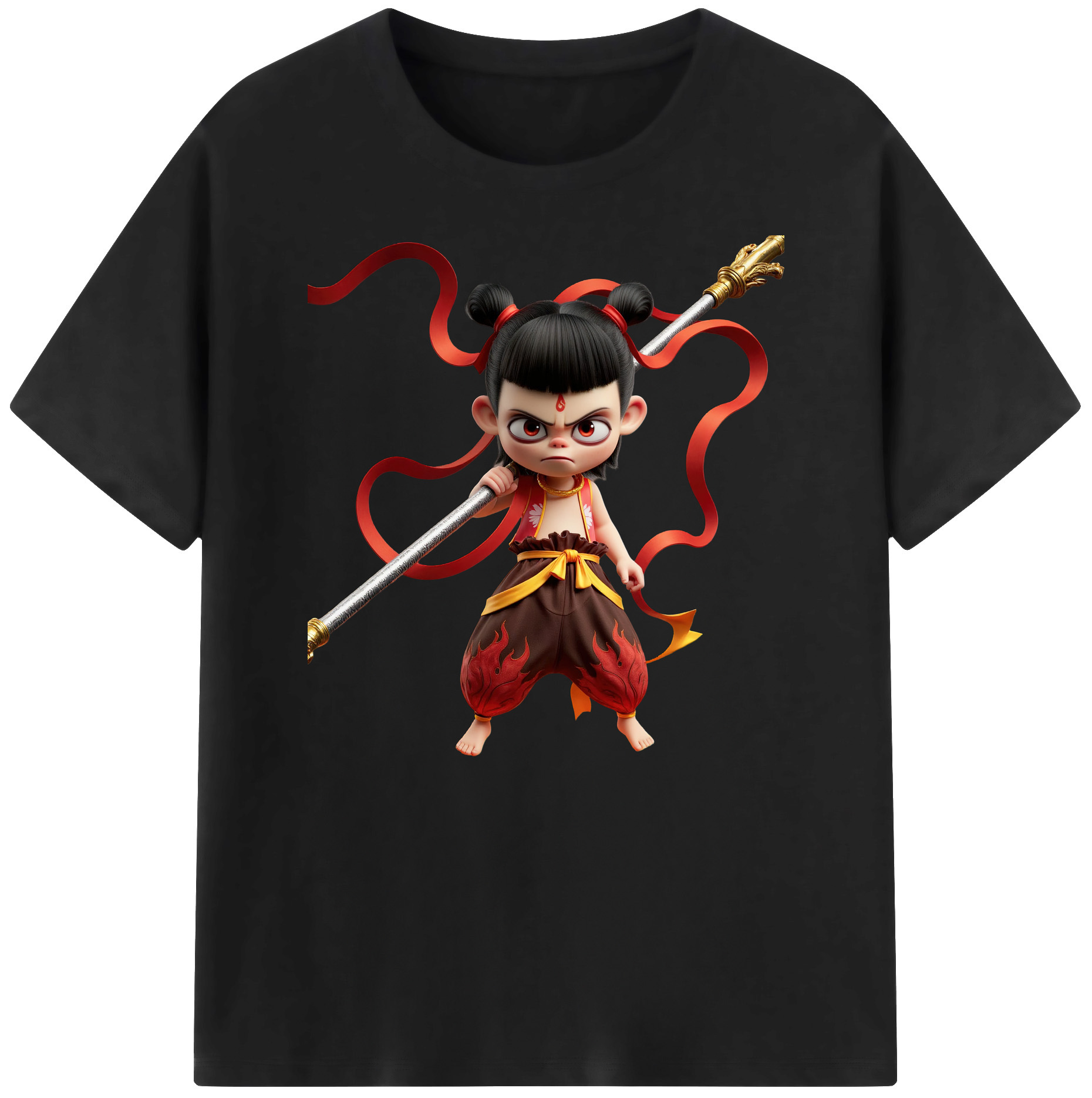 （画像用） Ne Zha 2 ナタ 魔童の大暴れ 綿100％ メンズ半袖Tシャツ｜肌触りやわらか＆通気性