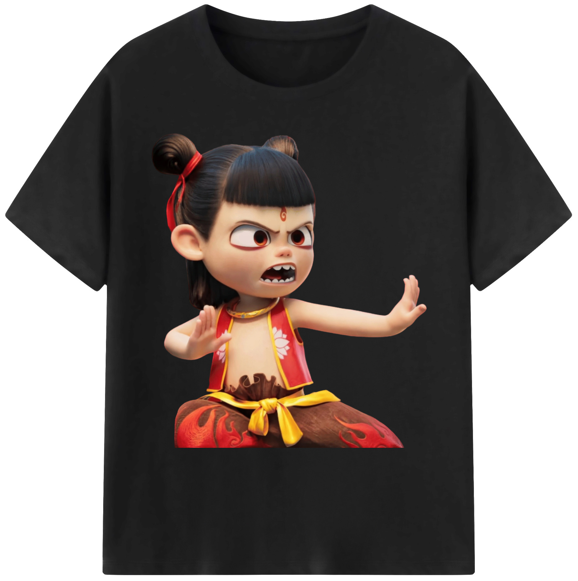 （画像用） Ne Zha 2 ナタ 魔童の大暴れ 綿100％ メンズ半袖Tシャツ｜肌触りやわらか＆通気性