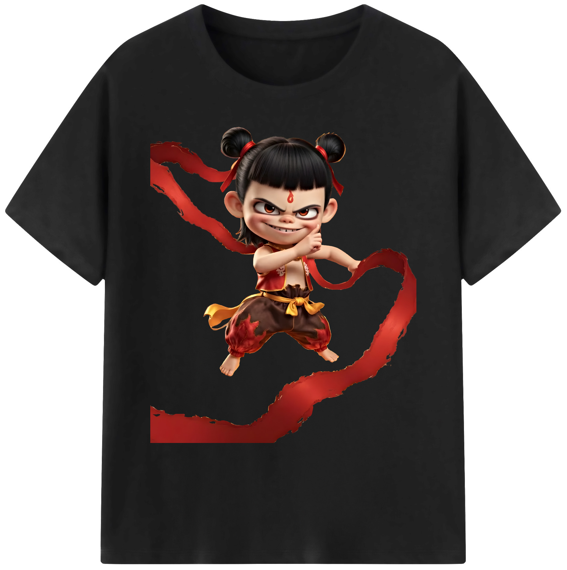 （画像用） Ne Zha 2 ナタ 魔童の大暴れ 綿100％ メンズ半袖Tシャツ｜肌触りやわらか＆通気性