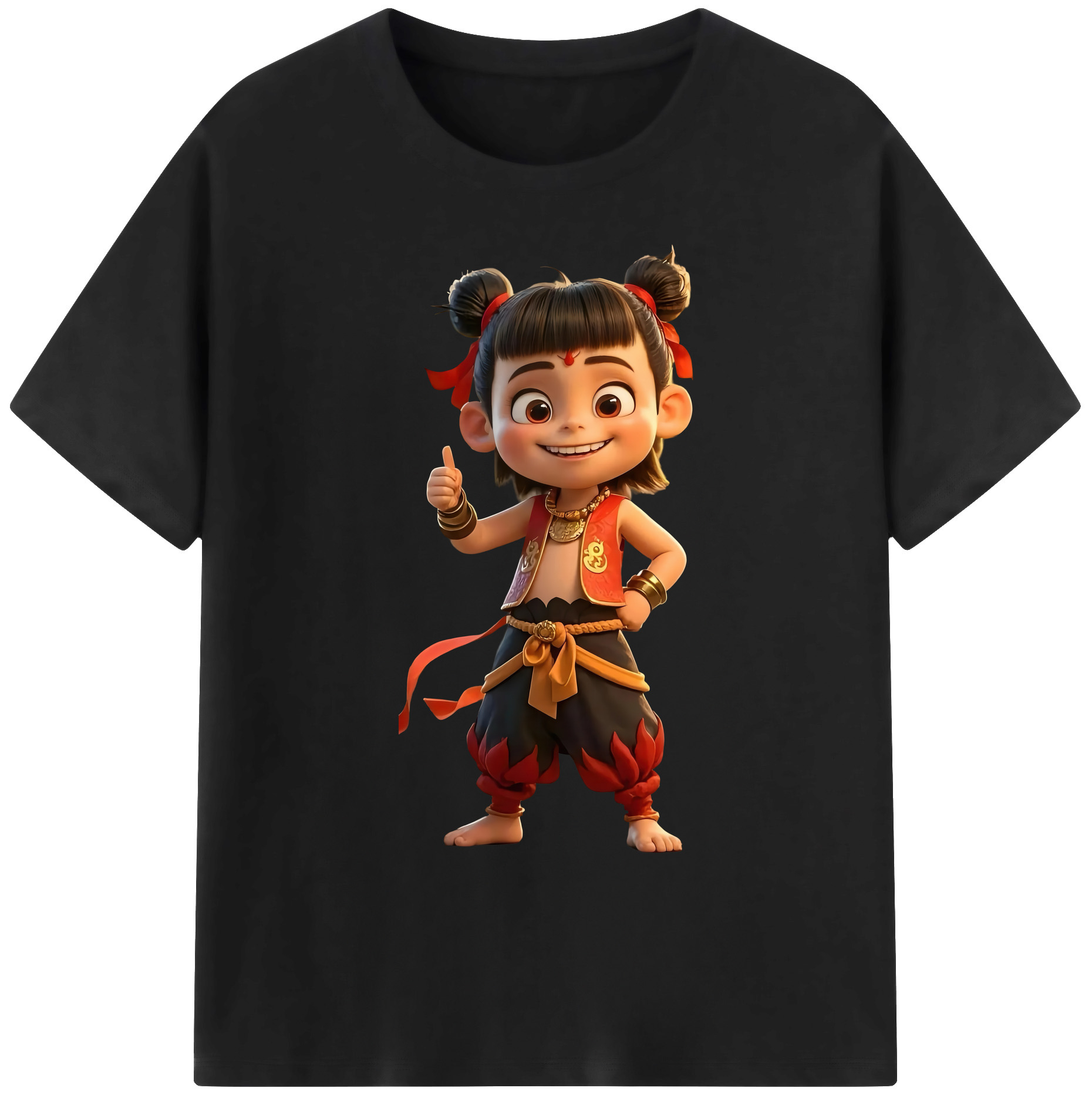 （画像用） Ne Zha 2 ナタ 魔童の大暴れ 綿100％ メンズ半袖Tシャツ｜肌触りやわらか＆通気性