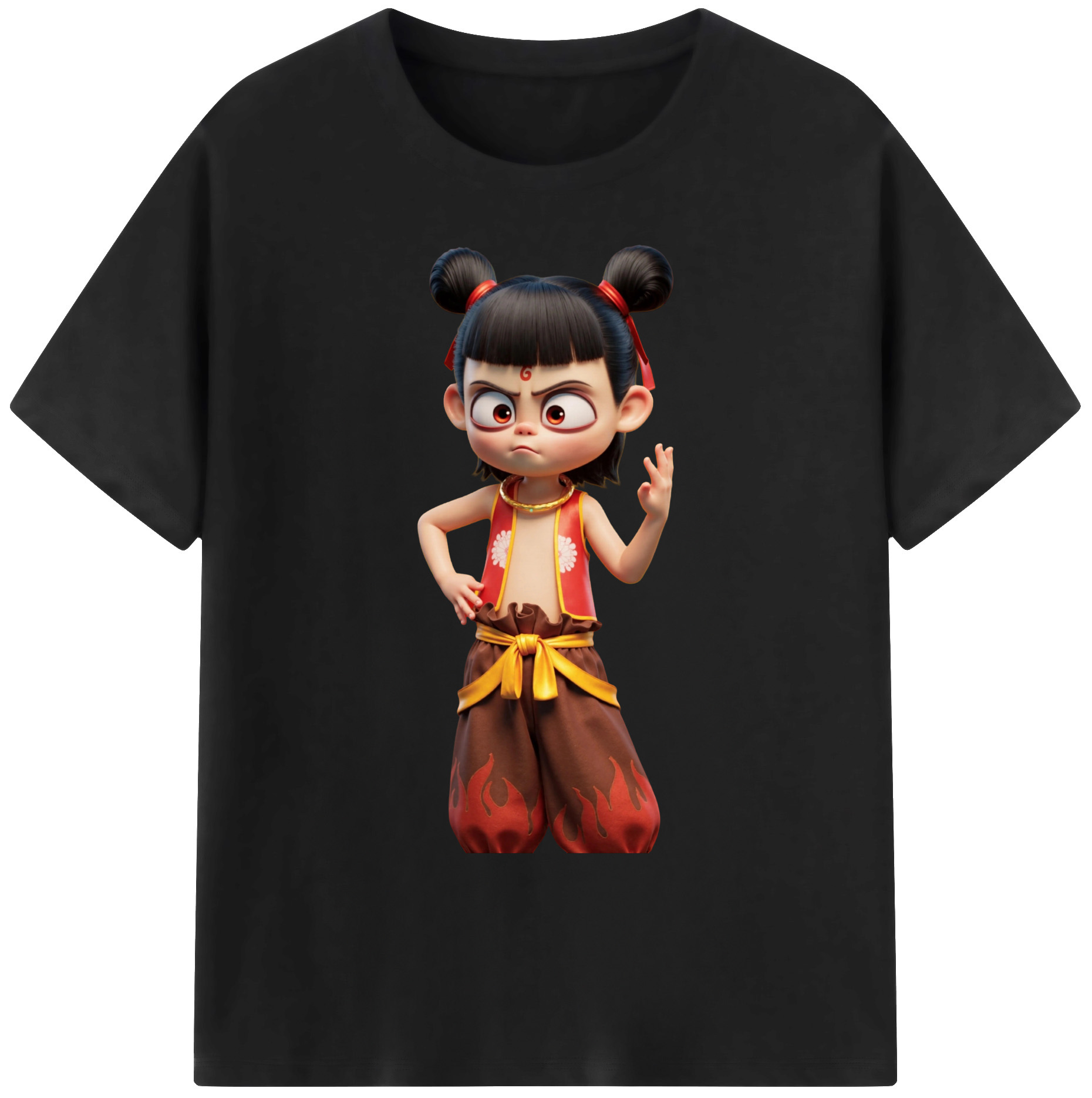 （画像用） Ne Zha 2 ナタ 魔童の大暴れ 綿100％ メンズ半袖Tシャツ｜肌触りやわらか＆通気性