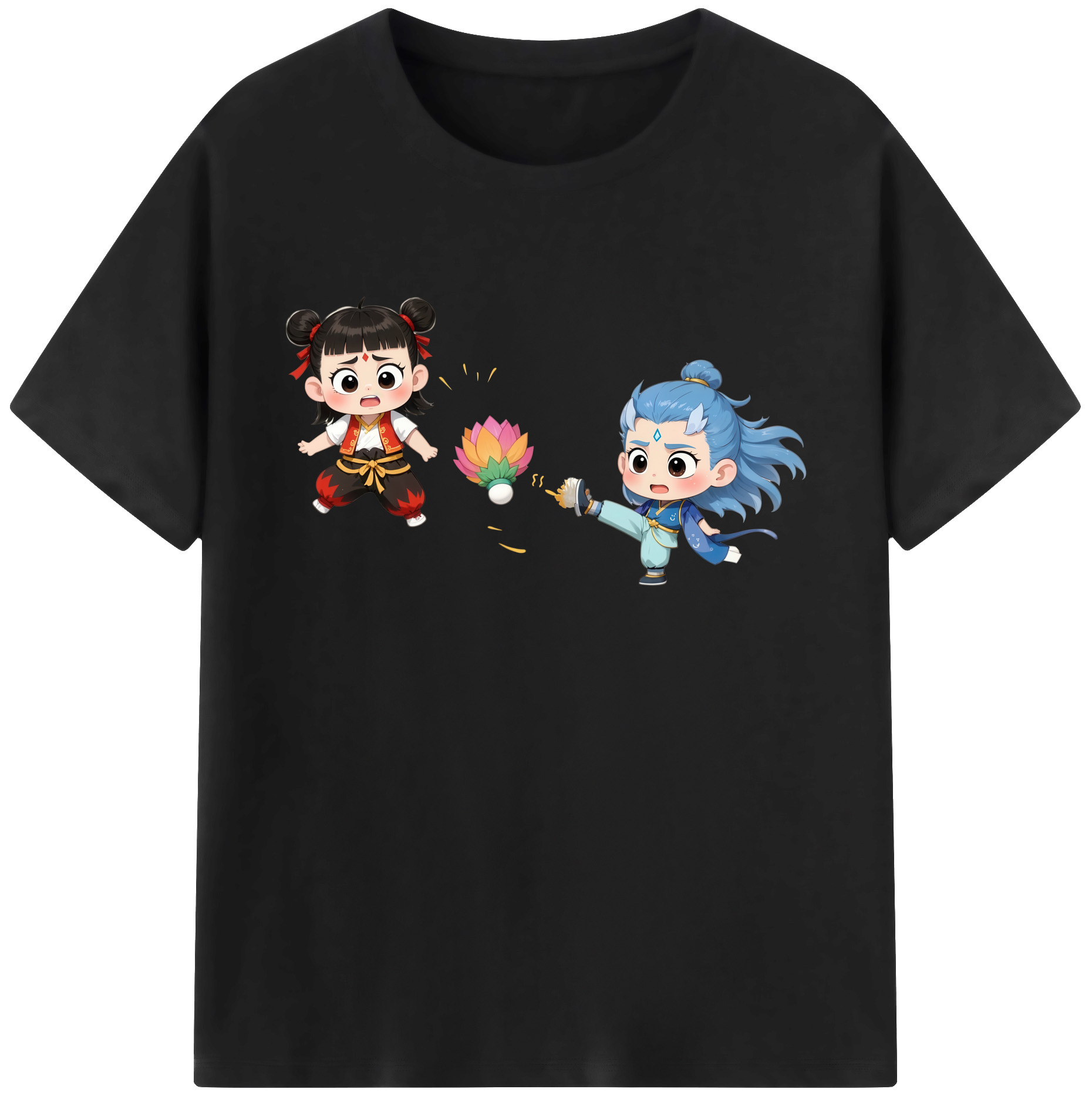 （画像用） Ne Zha 2 ナタ 魔童の大暴れ 綿100％ メンズ半袖Tシャツ｜肌触りやわらか＆通気性