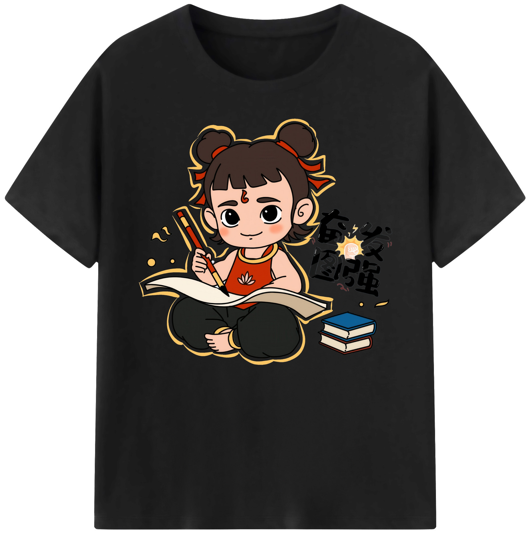 （画像用） Ne Zha 2 ナタ 魔童の大暴れ 綿100％ メンズ半袖Tシャツ｜肌触りやわらか＆通気性