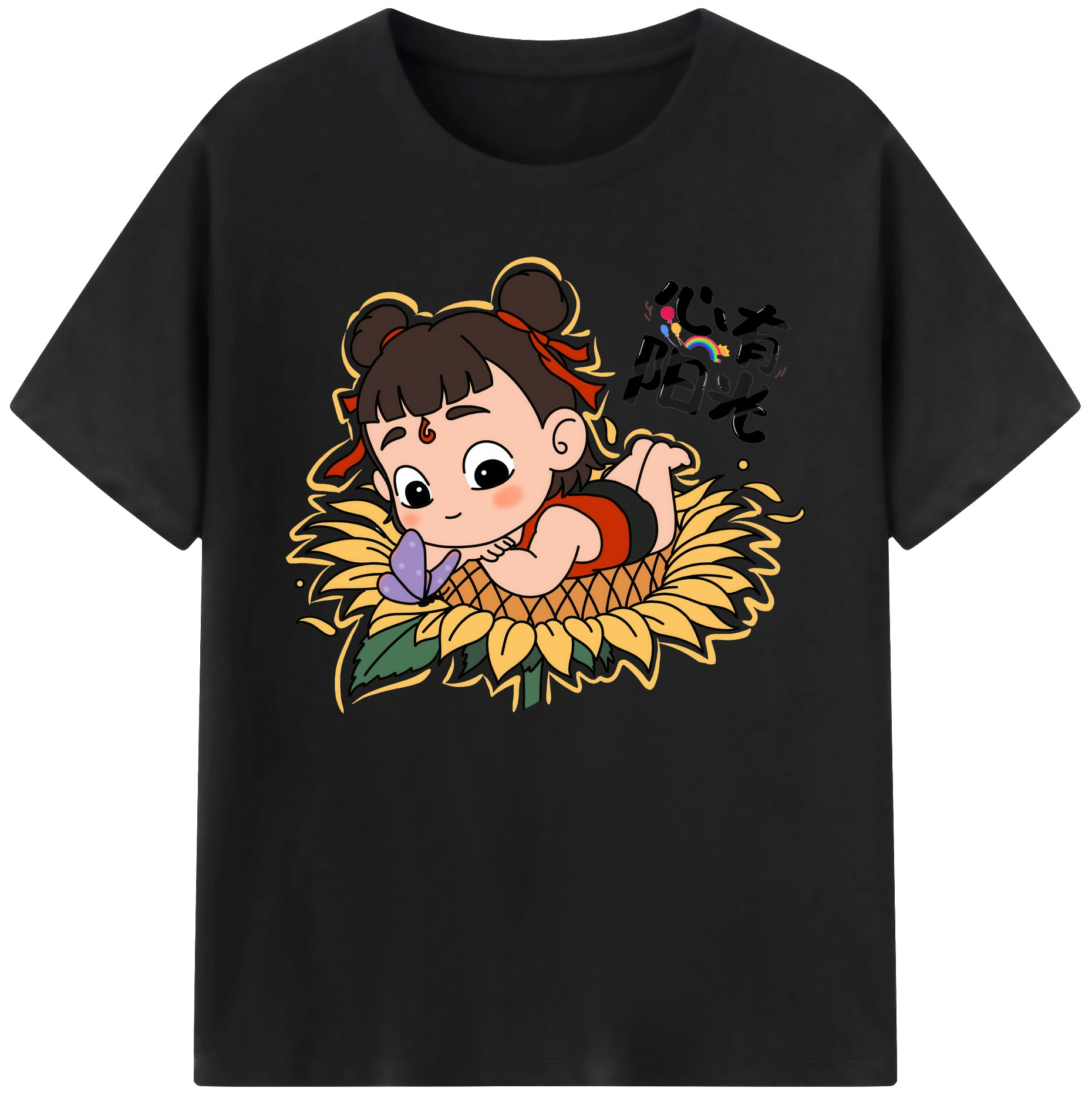 （画像用） Ne Zha 2 ナタ 魔童の大暴れ 綿100％ メンズ半袖Tシャツ｜肌触りやわらか＆通気性