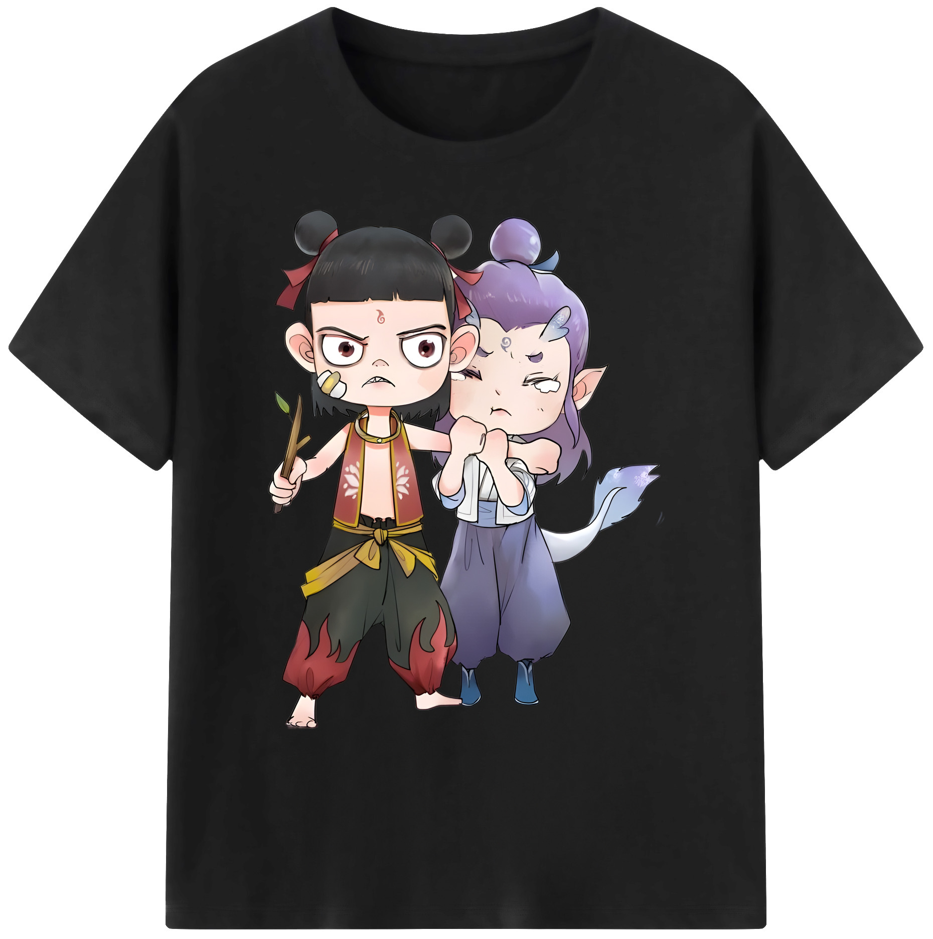 （画像用） Ne Zha 2 ナタ 魔童の大暴れ 綿100％ メンズ半袖Tシャツ｜肌触りやわらか＆通気性