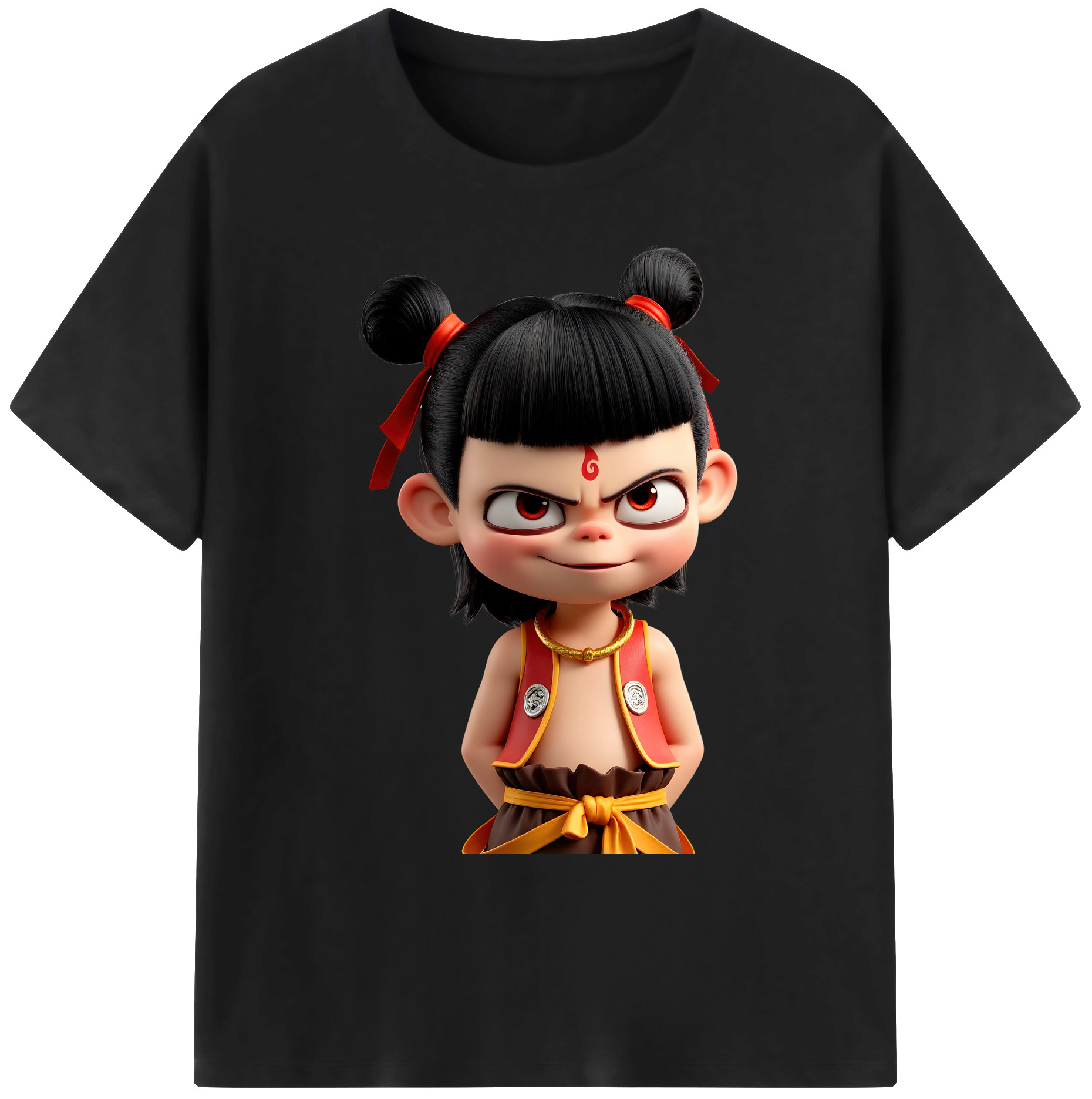 （画像用） Ne Zha 2 ナタ 魔童の大暴れ 綿100％ メンズ半袖Tシャツ｜肌触りやわらか＆通気性