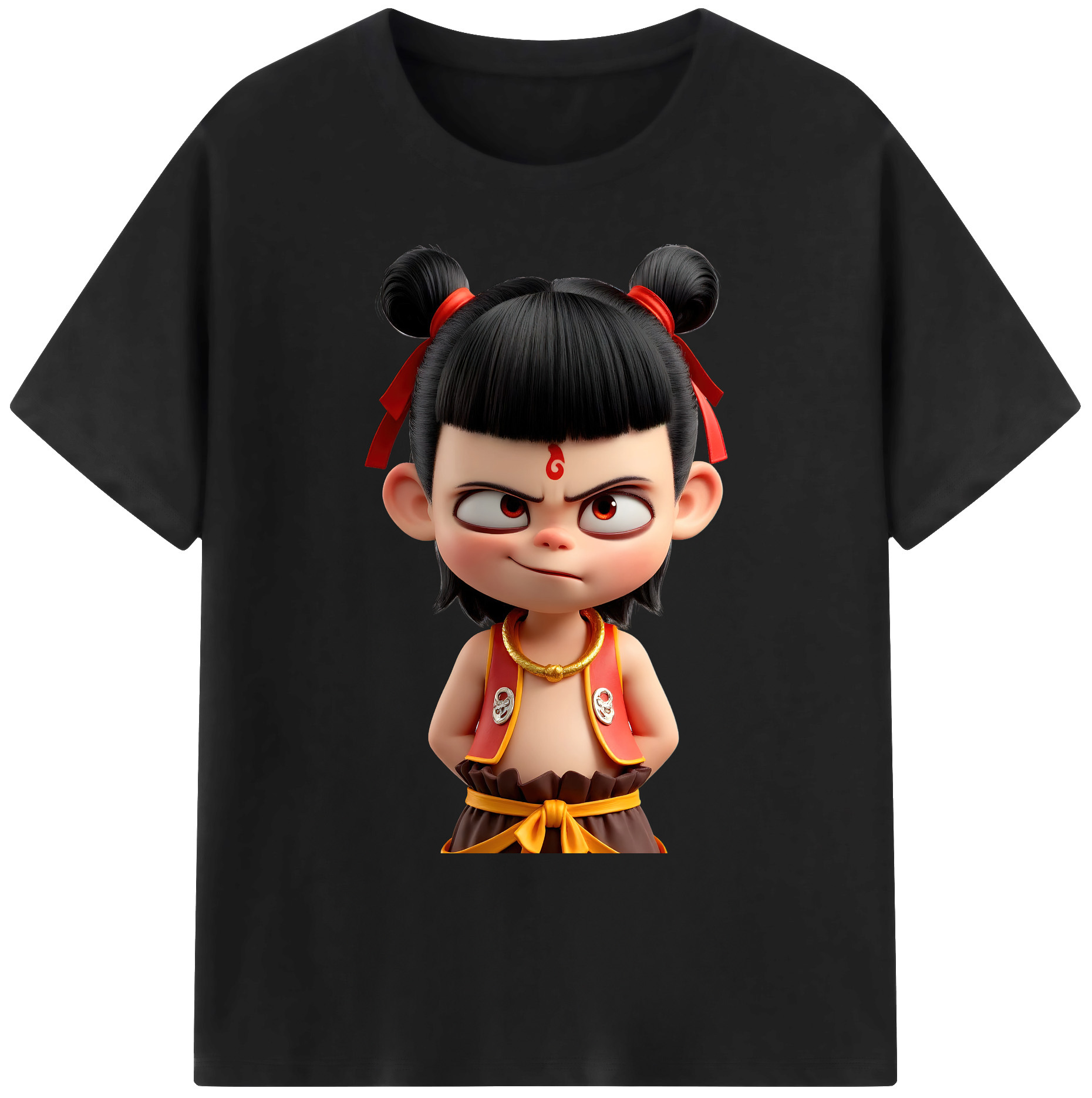 （画像用） Ne Zha 2 ナタ 魔童の大暴れ 綿100％ メンズ半袖Tシャツ｜肌触りやわらか＆通気性