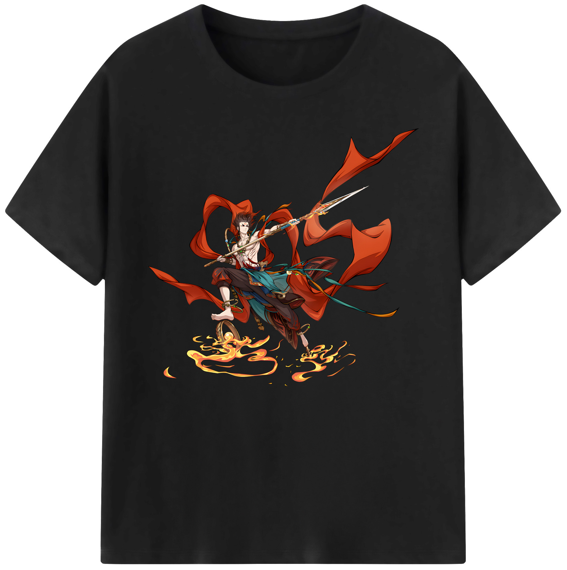 （画像用） Ne Zha 2 ナタ 魔童の大暴れ 綿100％ メンズ半袖Tシャツ｜肌触りやわらか＆通気性