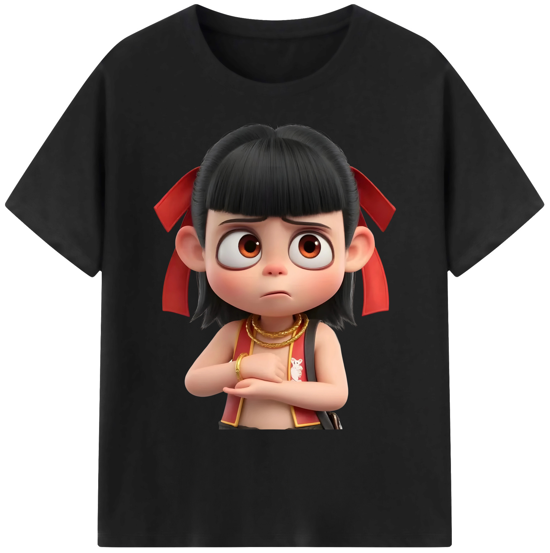 （画像用） Ne Zha 2 ナタ 魔童の大暴れ 綿100％ メンズ半袖Tシャツ｜肌触りやわらか＆通気性