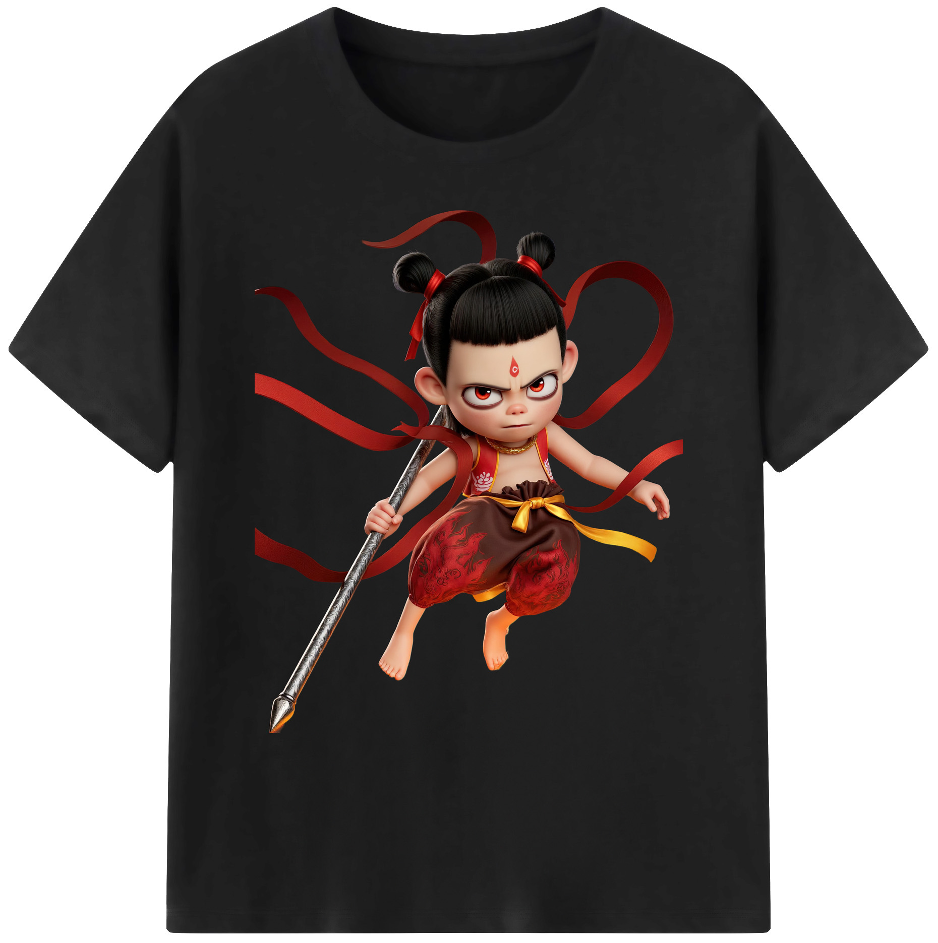 （画像用） Ne Zha 2 ナタ 魔童の大暴れ 綿100％ メンズ半袖Tシャツ｜肌触りやわらか＆通気性