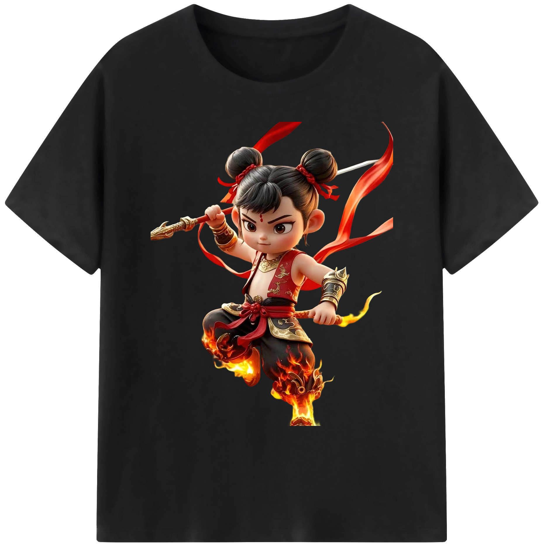 （画像用） Ne Zha 2 ナタ 魔童の大暴れ 綿100％ メンズ半袖Tシャツ｜肌触りやわらか＆通気性