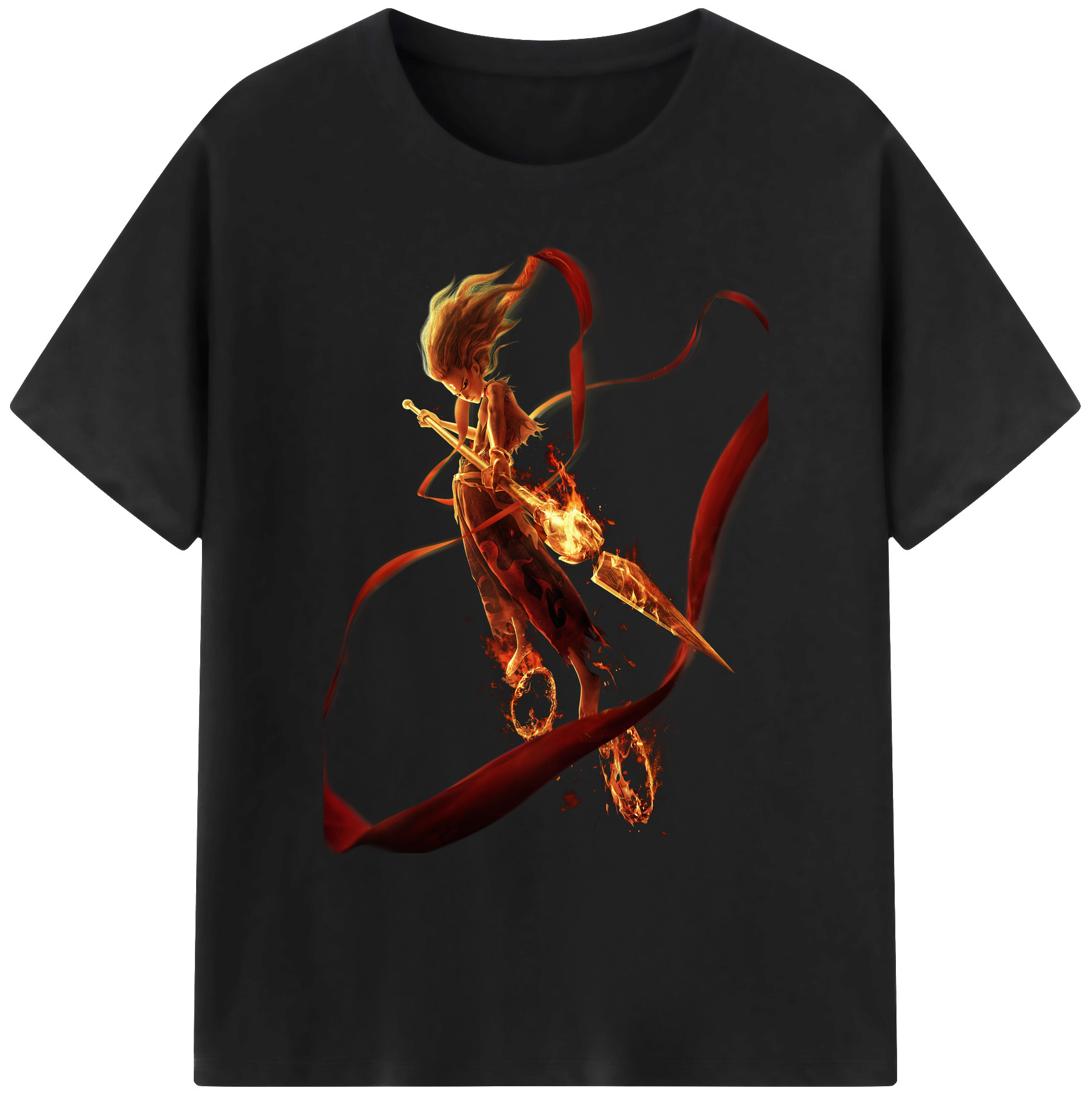 （画像用） Ne Zha 2 ナタ 魔童の大暴れ 綿100％ メンズ半袖Tシャツ｜肌触りやわらか＆通気性
