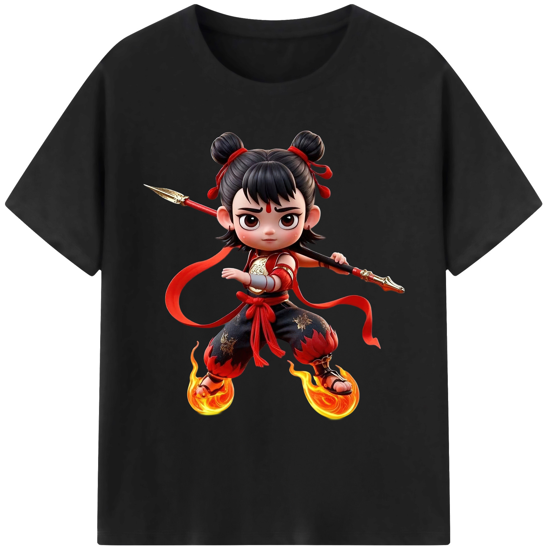 （画像用） Ne Zha 2 ナタ 魔童の大暴れ 綿100％ メンズ半袖Tシャツ｜肌触りやわらか＆通気性
