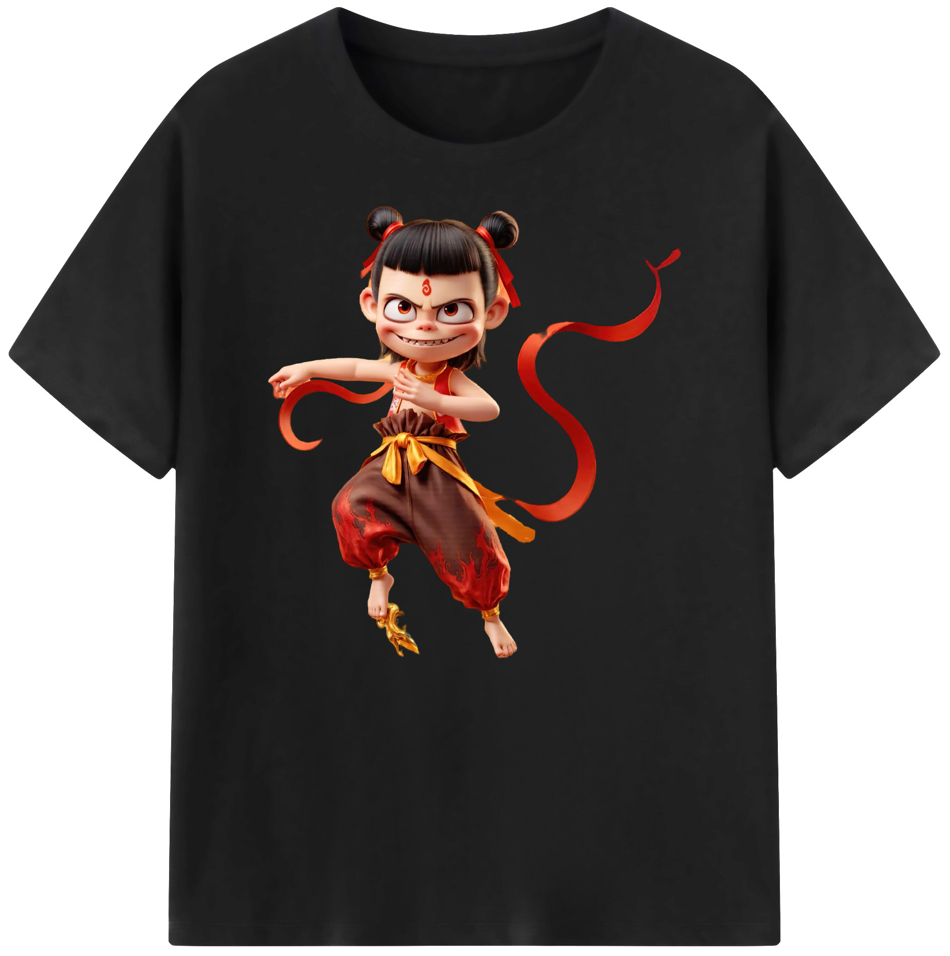 （画像用） Ne Zha 2 ナタ 魔童の大暴れ 綿100％ メンズ半袖Tシャツ｜肌触りやわらか＆通気性