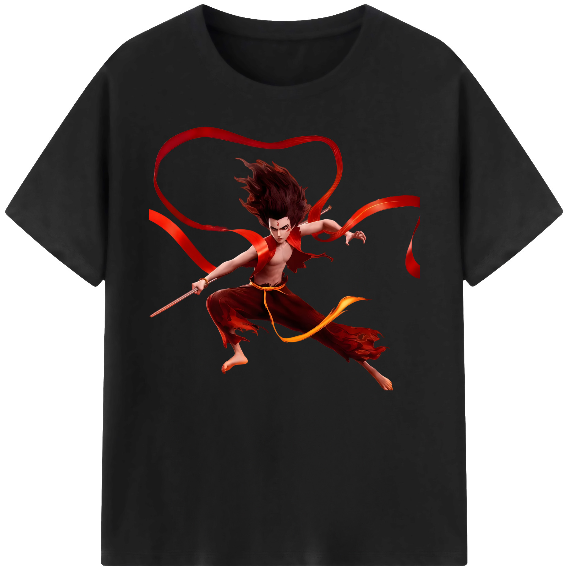 （画像用） Ne Zha 2 ナタ 魔童の大暴れ 綿100％ メンズ半袖Tシャツ｜肌触りやわらか＆通気性