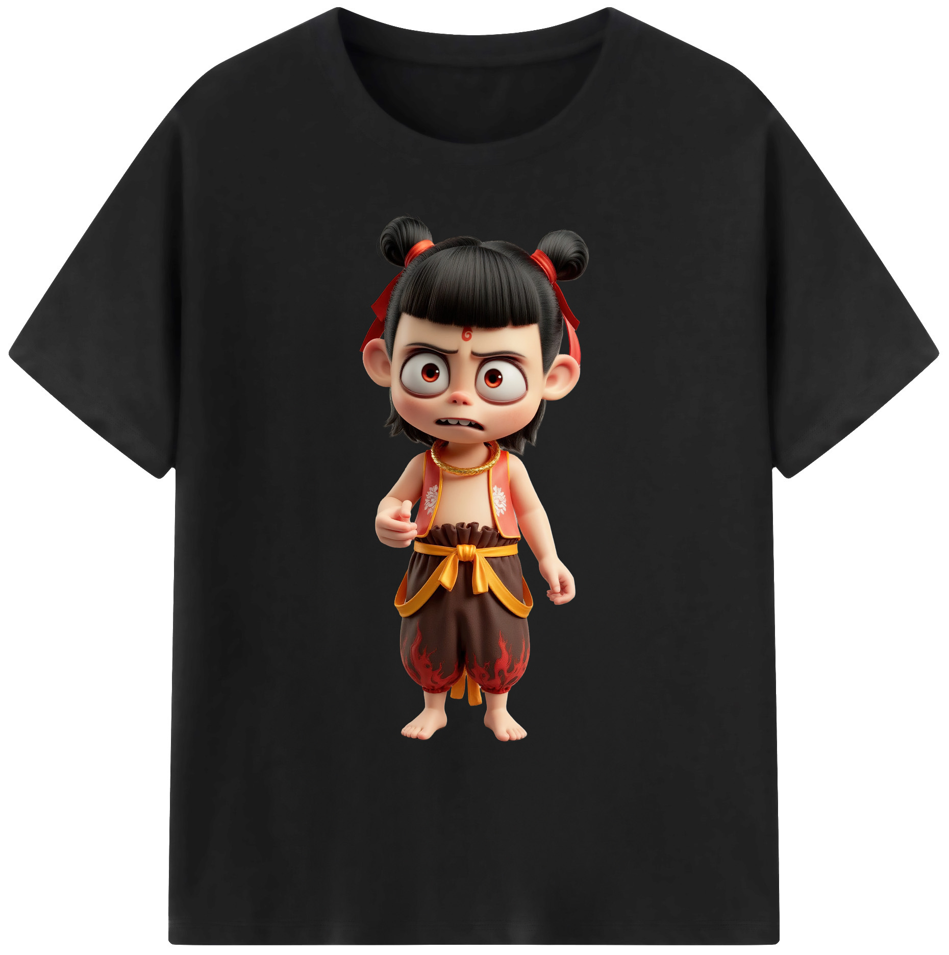 （画像用） Ne Zha 2 ナタ 魔童の大暴れ 綿100％ メンズ半袖Tシャツ｜肌触りやわらか＆通気性