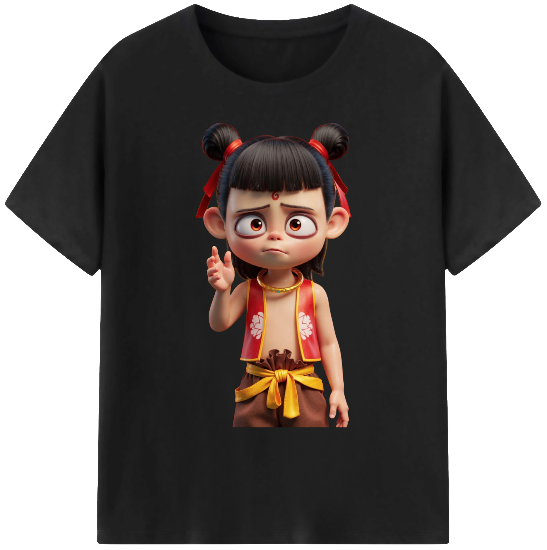 （画像用） Ne Zha 2 ナタ 魔童の大暴れ 綿100％ メンズ半袖Tシャツ｜肌触りやわらか＆通気性