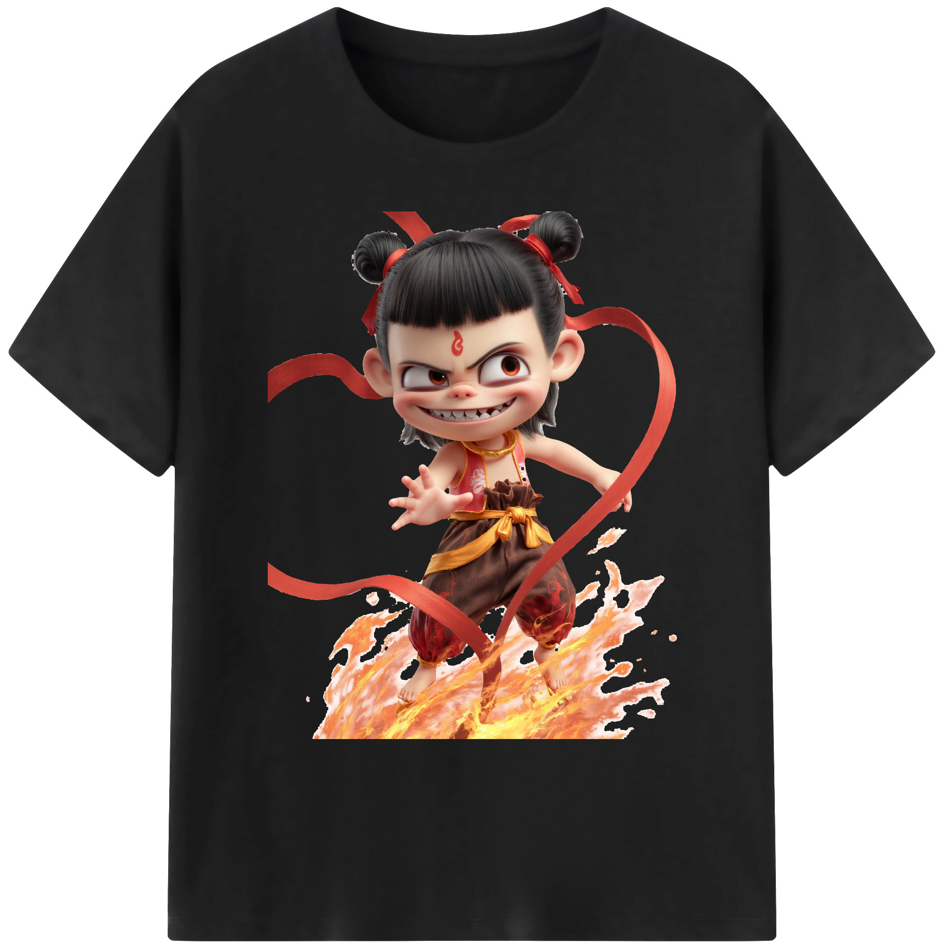 （画像用） Ne Zha 2 ナタ 魔童の大暴れ 綿100％ メンズ半袖Tシャツ｜肌触りやわらか＆通気性