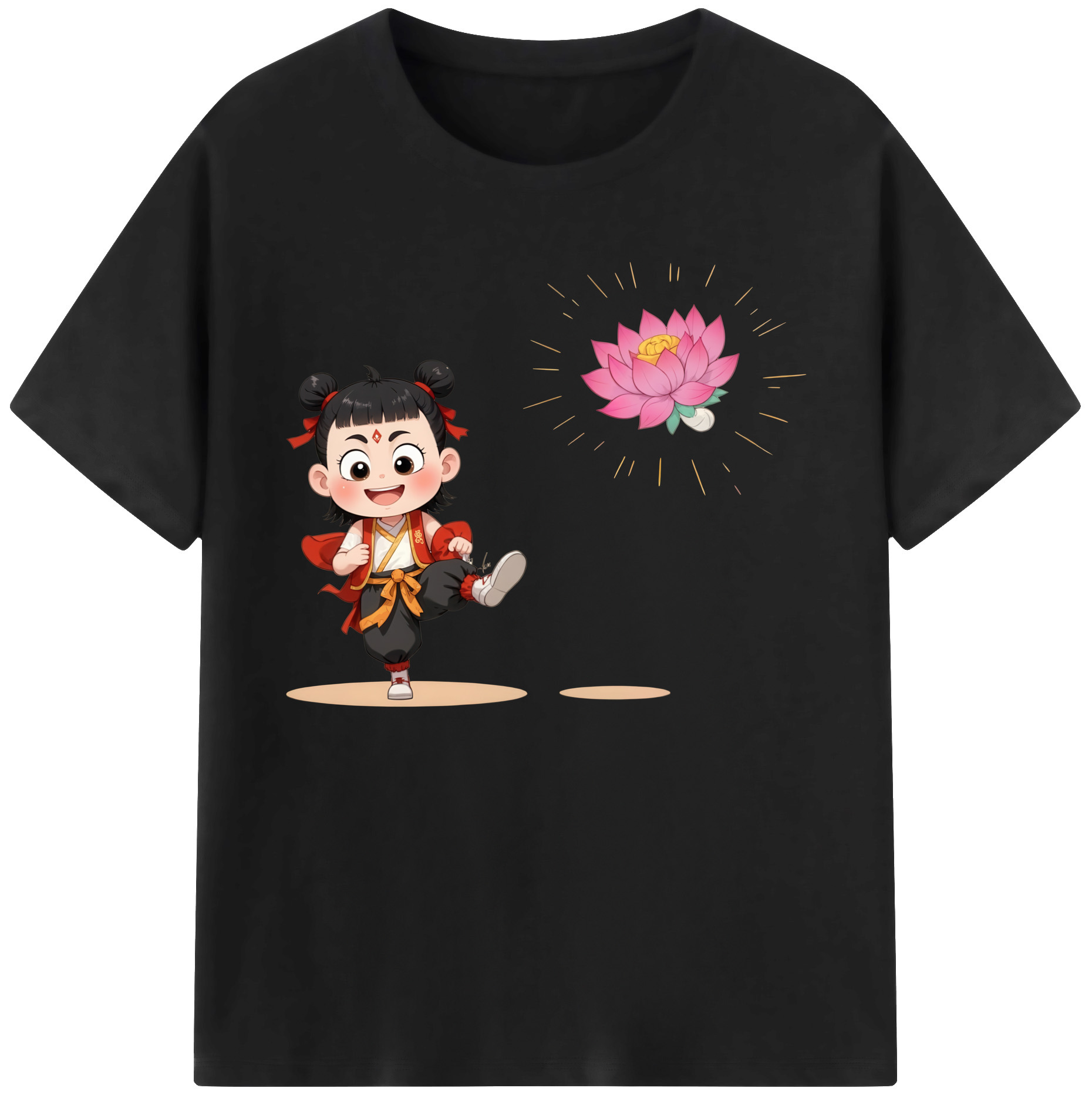 （画像用） Ne Zha 2 ナタ 魔童の大暴れ 綿100％ メンズ半袖Tシャツ｜肌触りやわらか＆通気性