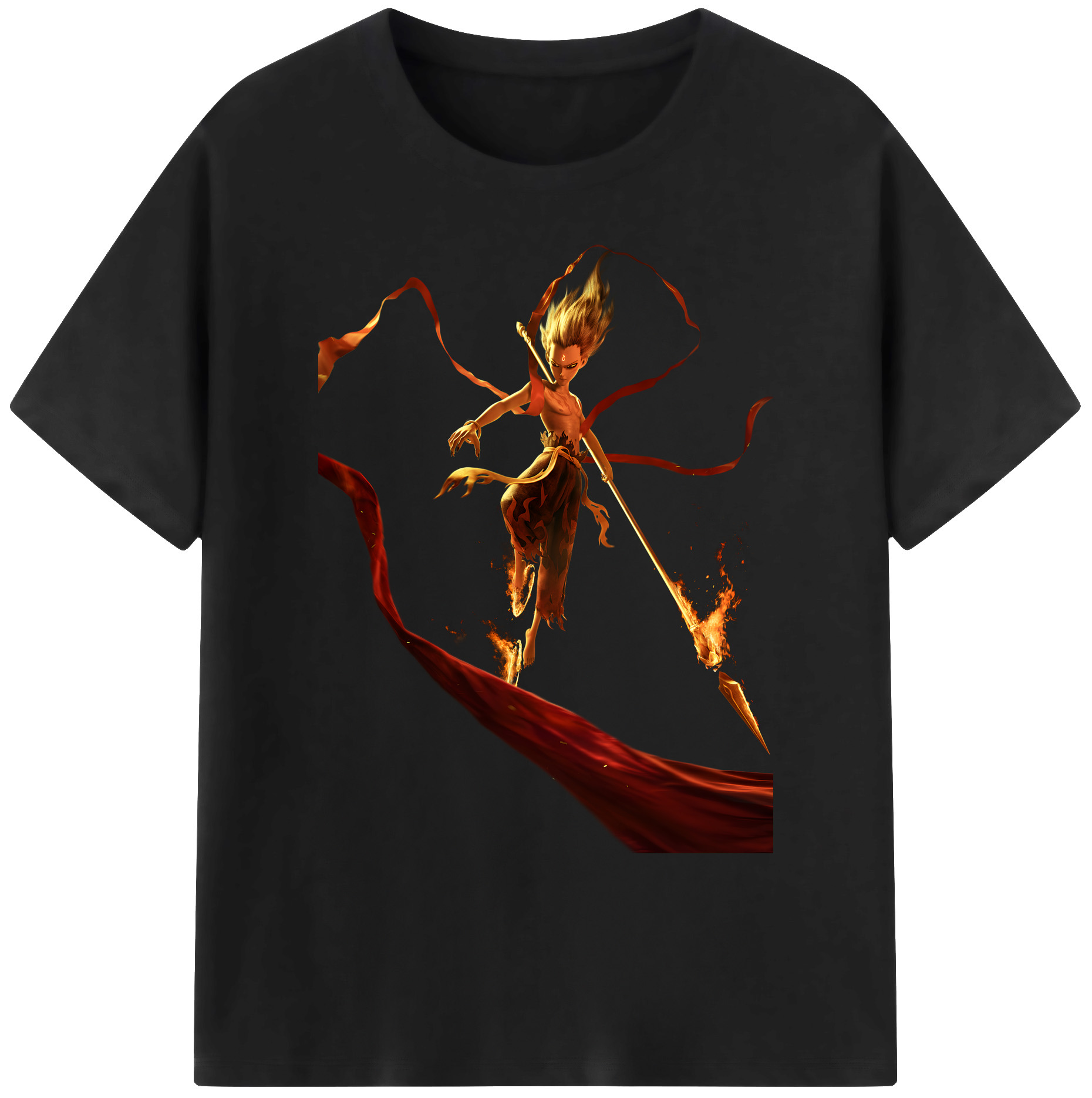 （画像用） Ne Zha 2 ナタ 魔童の大暴れ 綿100％ メンズ半袖Tシャツ｜肌触りやわらか＆通気性